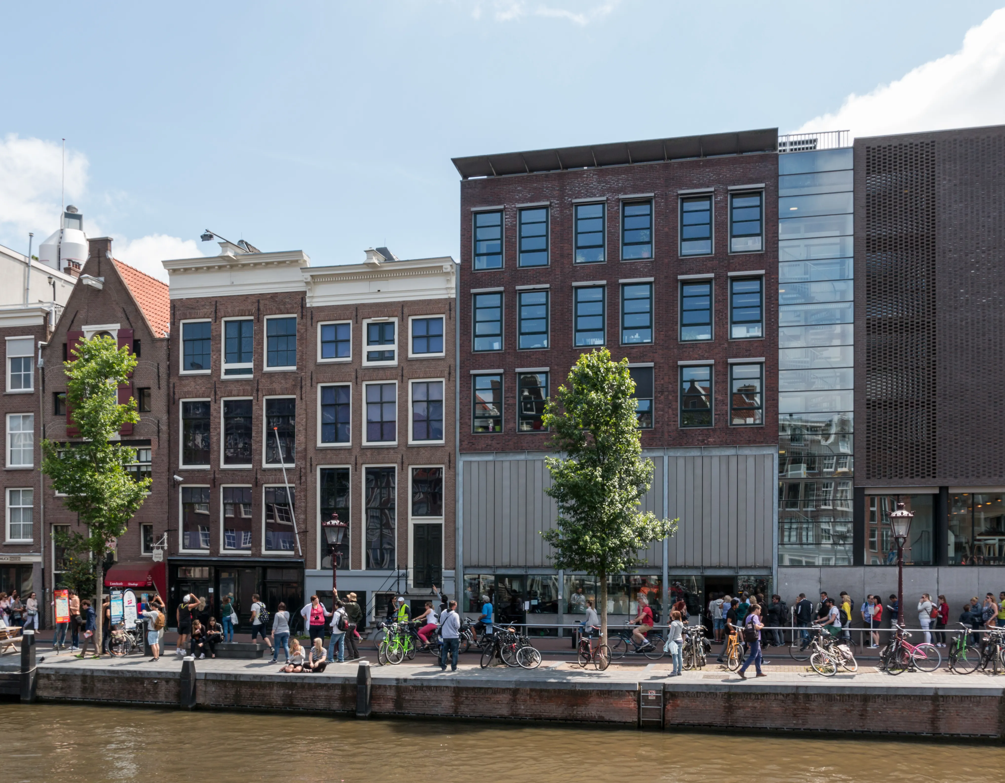 Anne Frank House along an Amsterdam canal