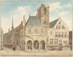 Old Amsterdam town hall illustration