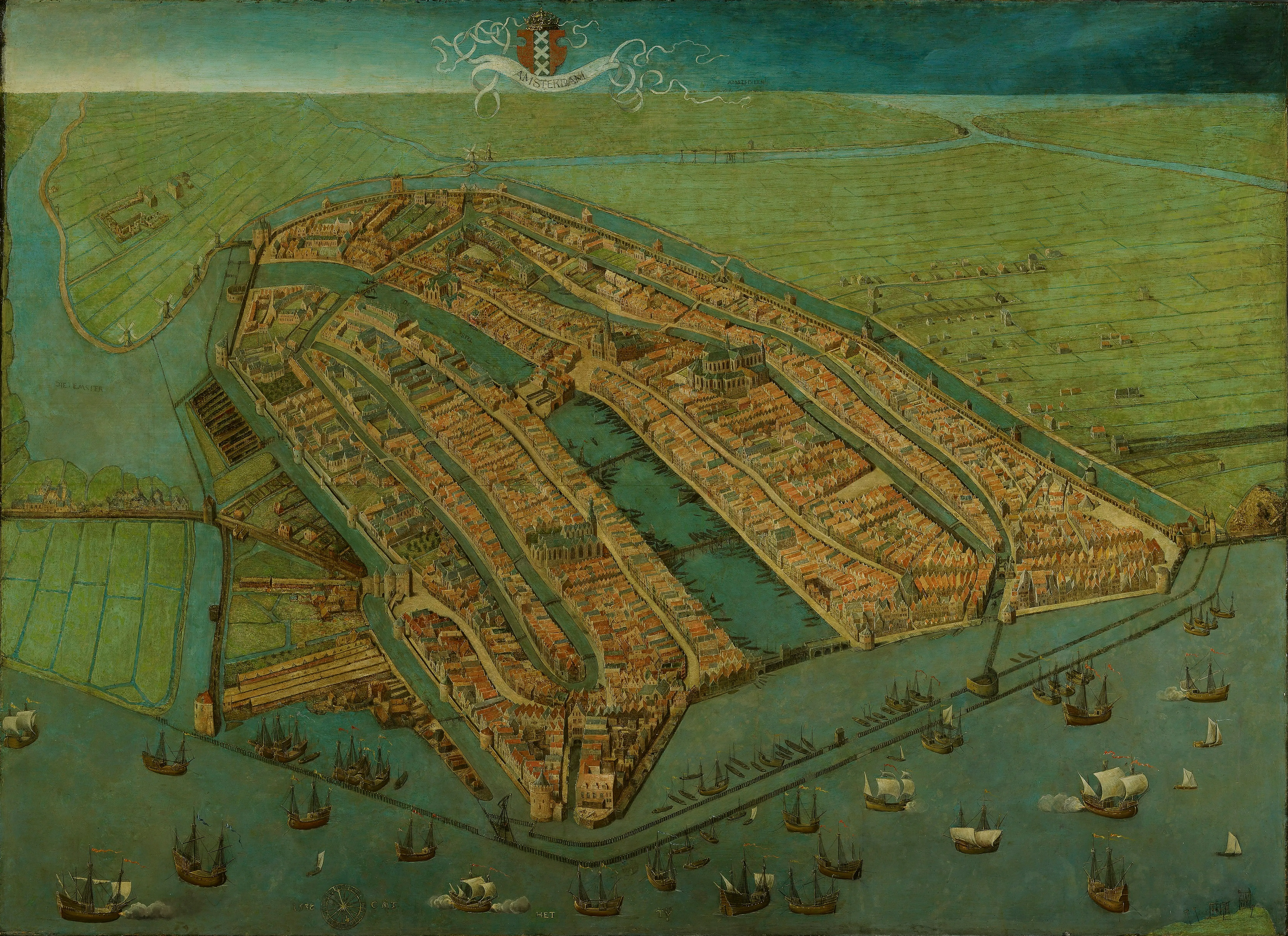 Historic 1500s map of Amsterdam