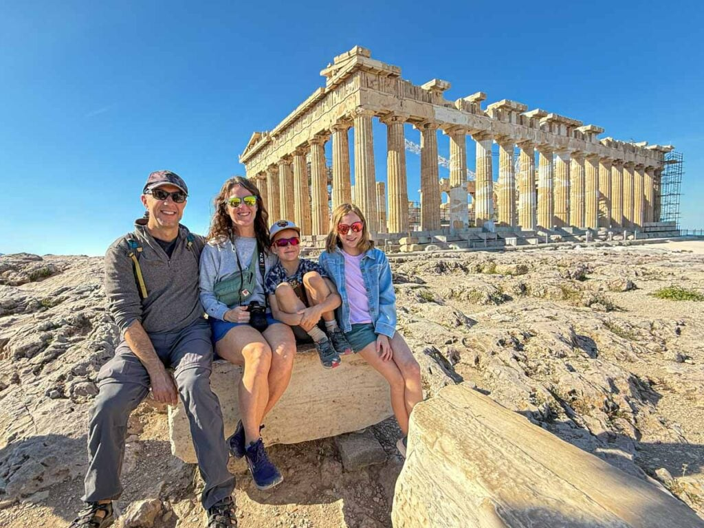 Family visiting Acropolis