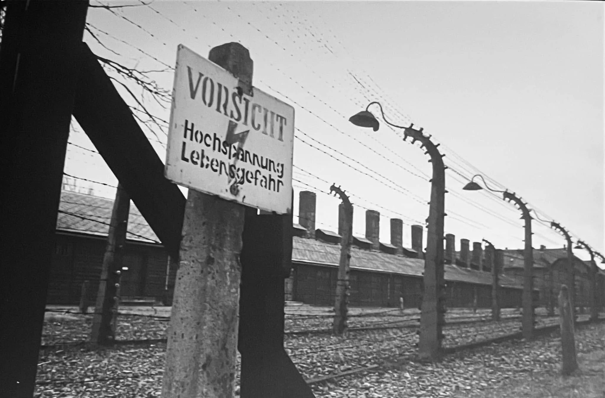 Warning sign on fences at the memorial grounds