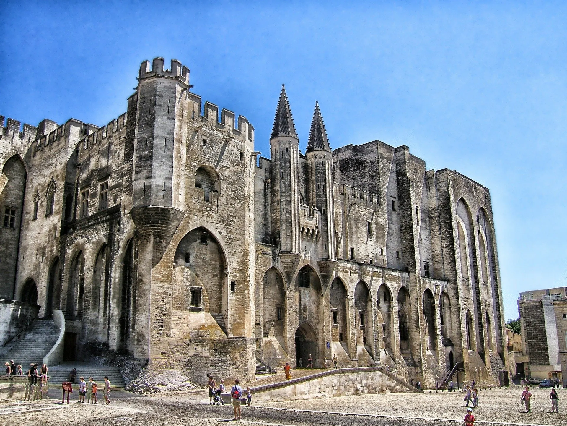 Palais des Papes façade in Avignon during daylight