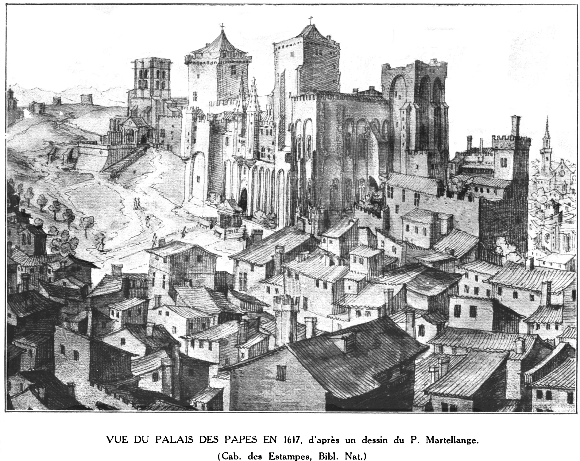 1617 historical view of the Palais des Papes