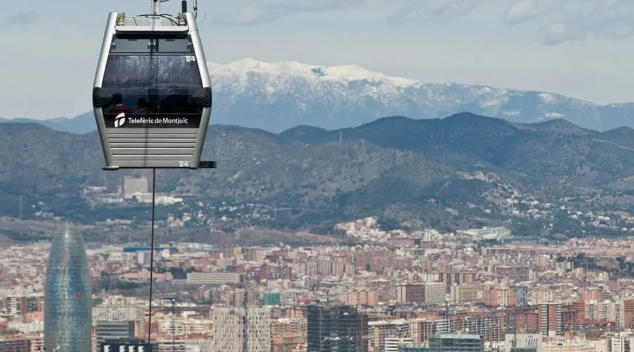 Front view from Montjuïc cable car cabin