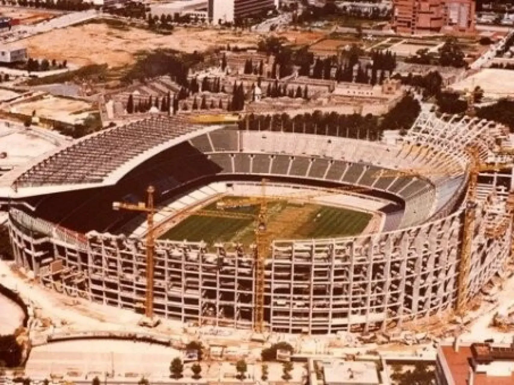 Construction works at Camp Nou in the 1970s