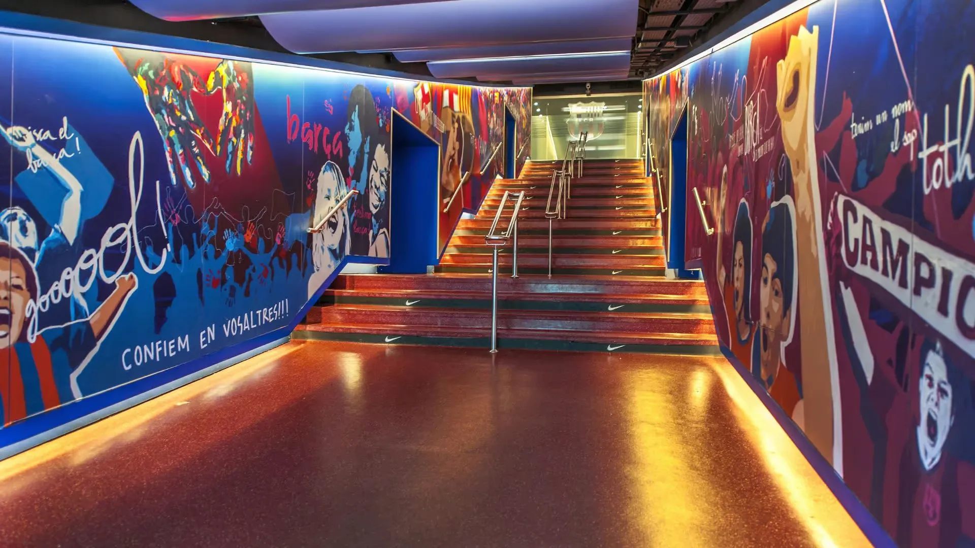 Players' tunnel at Camp Nou stadium