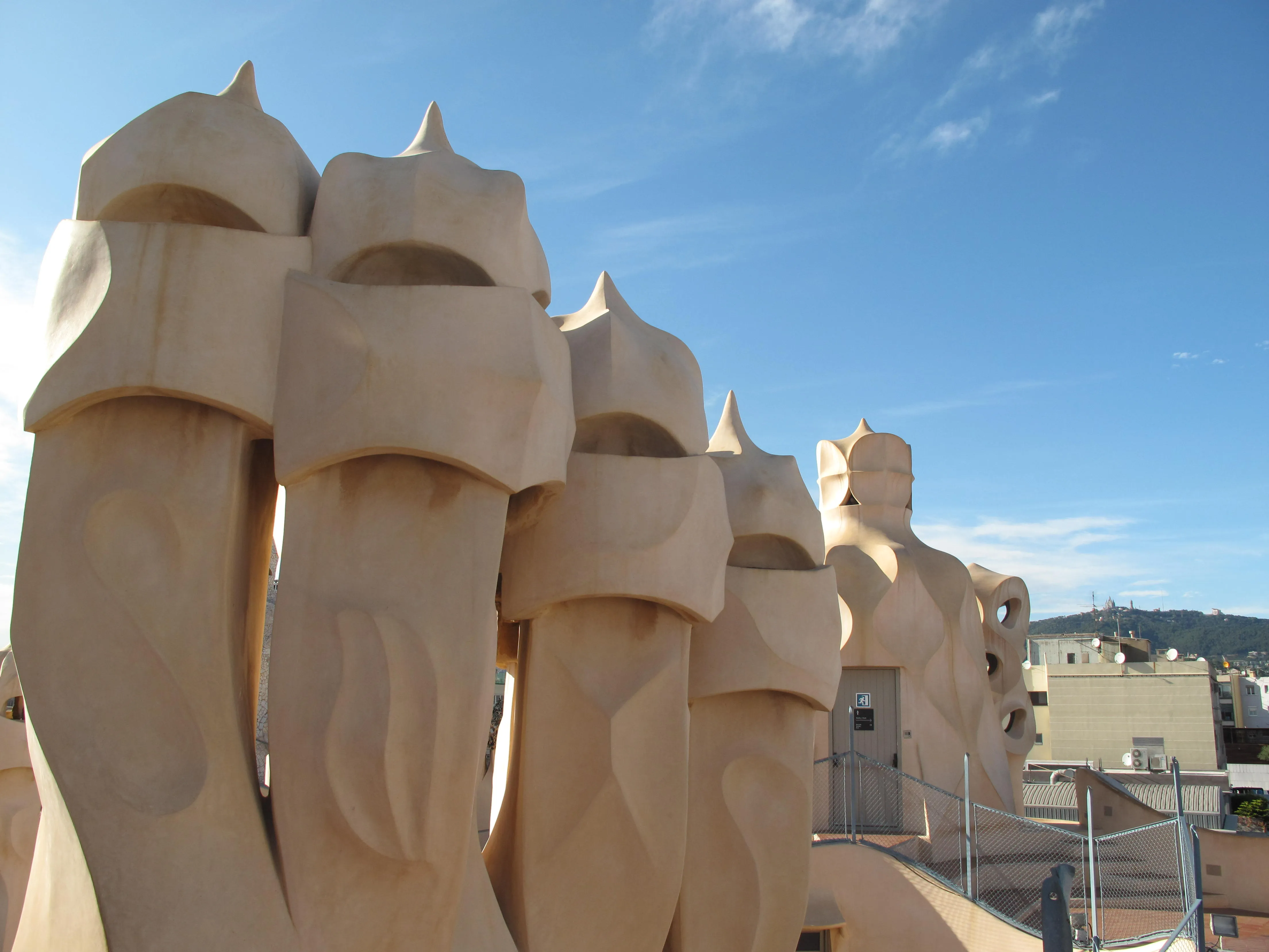 La Pedrera’s sculptural chimneys and stair drums on the rooftop