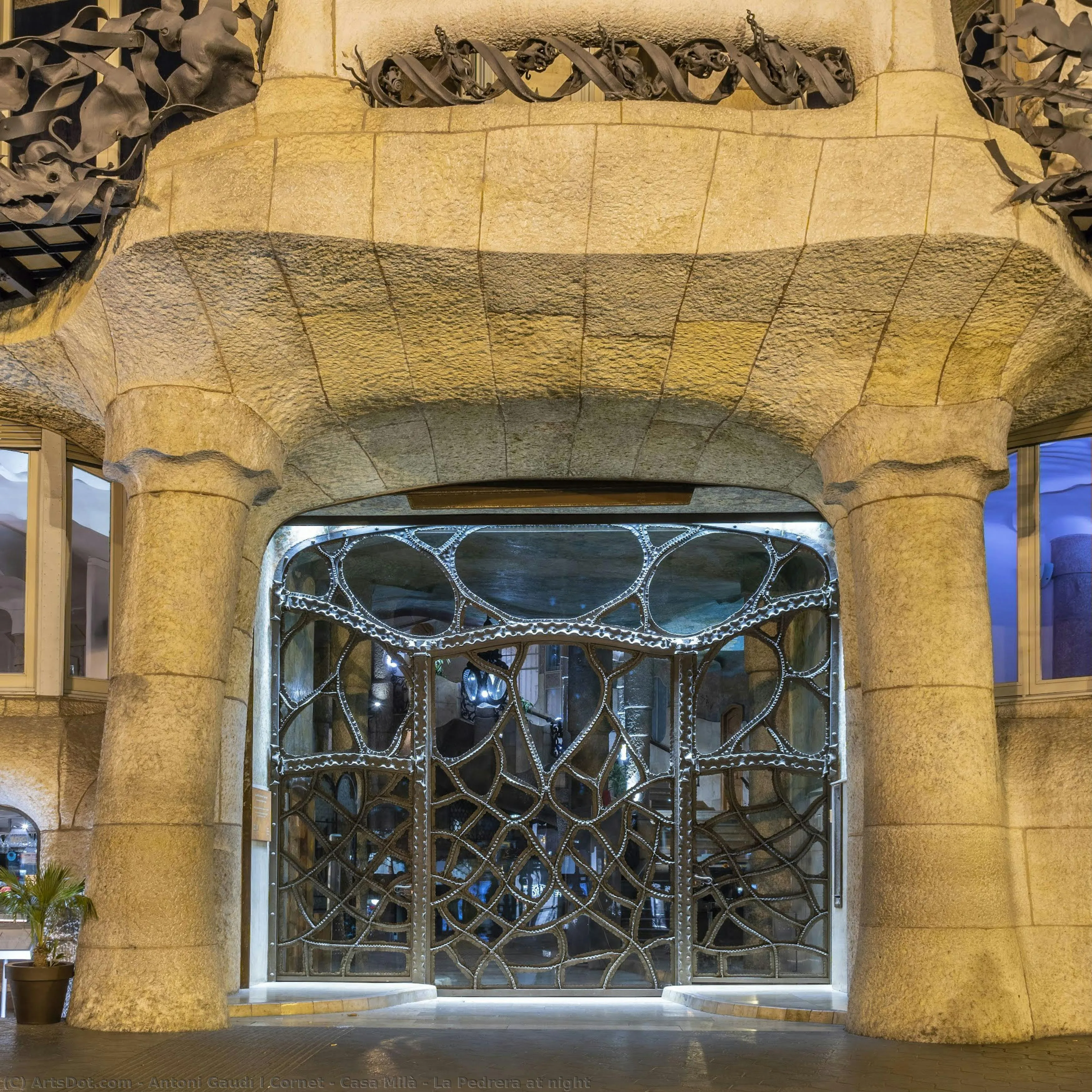 La Pedrera Entrance at Night