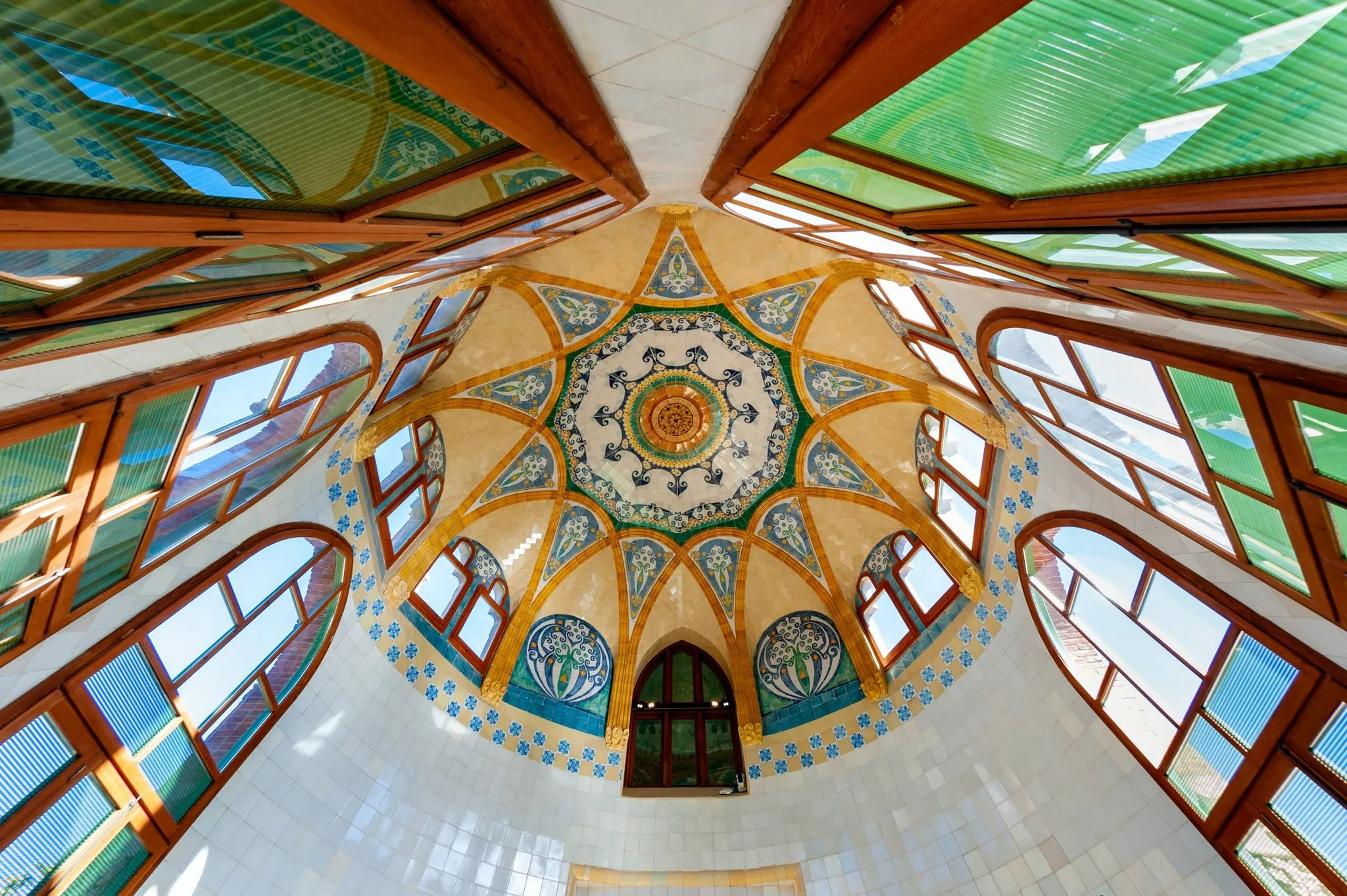 Painted dome ceiling inside Sant Pau