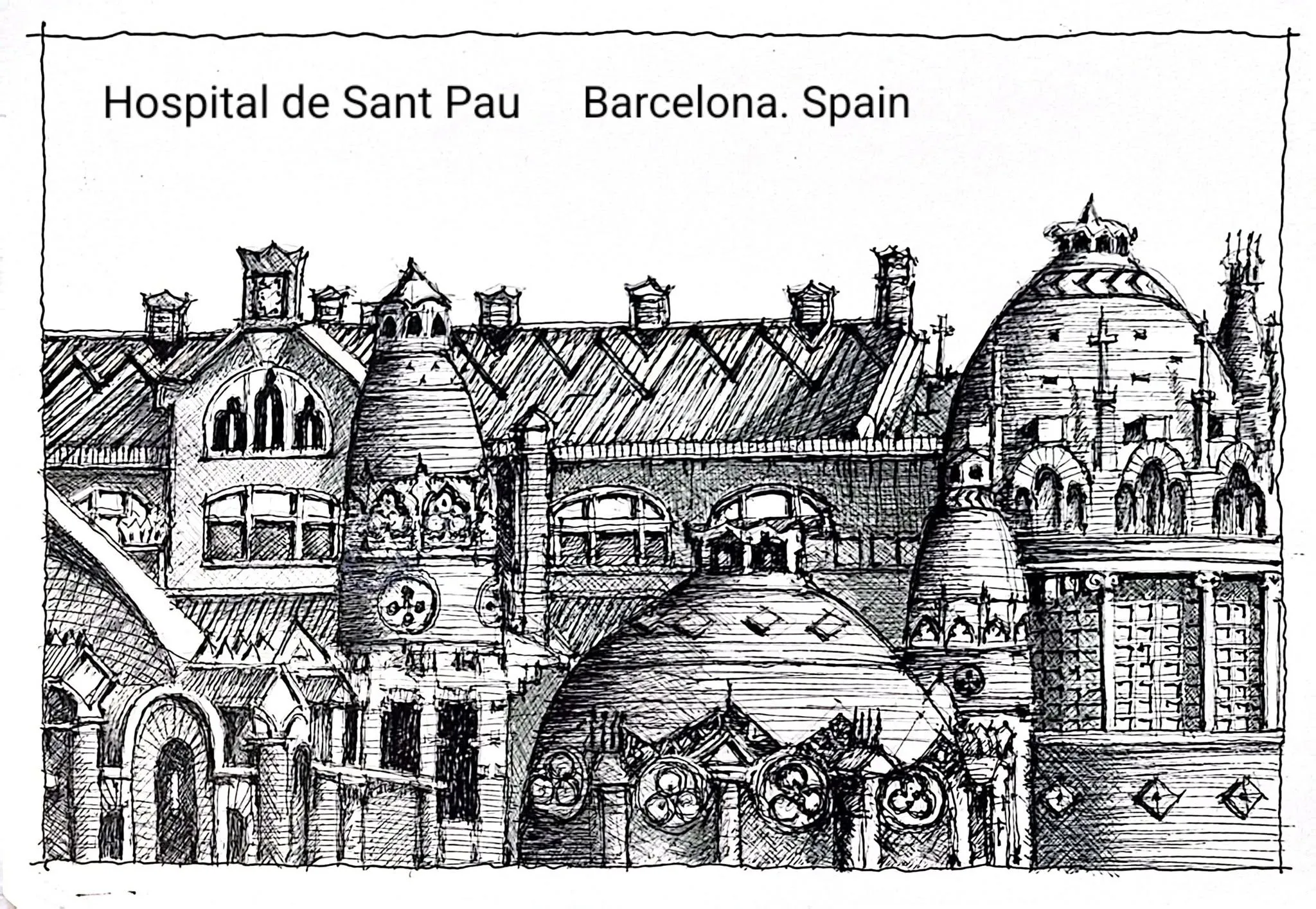 Historic drawing of Sant Pau in the 1700s