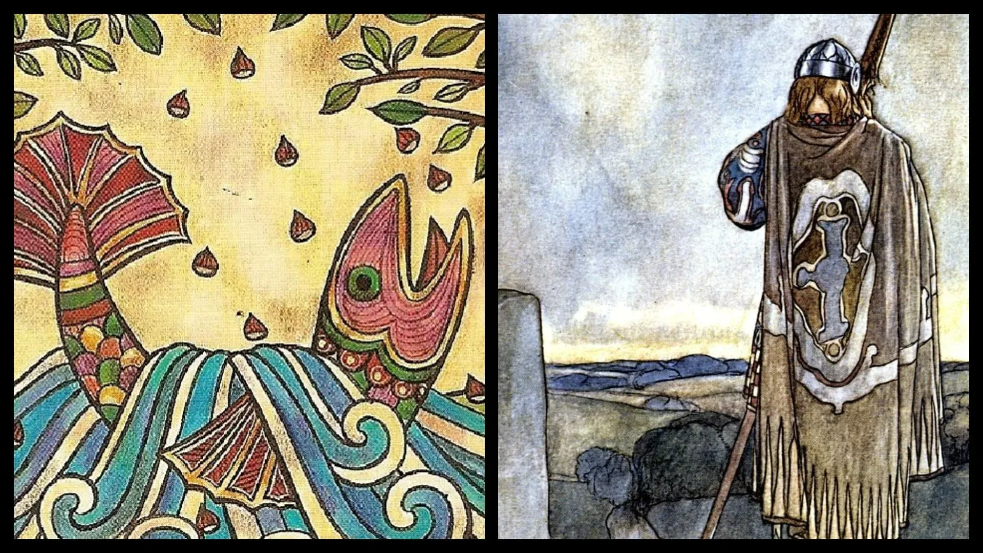 Illustrated depiction of Finn McCool near Giant's Causeway