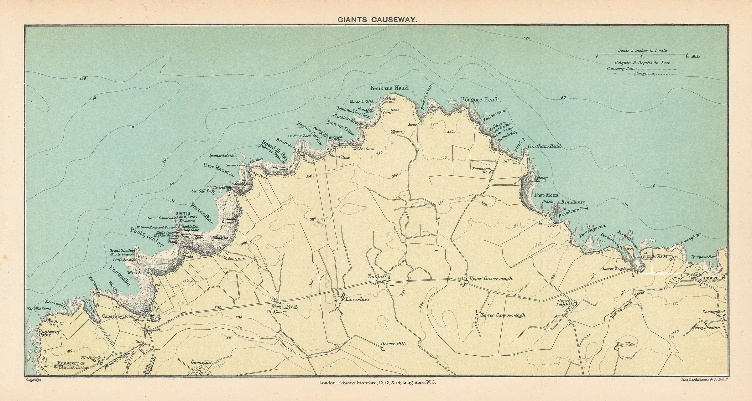 Historic 1912 map referencing Giant's Causeway