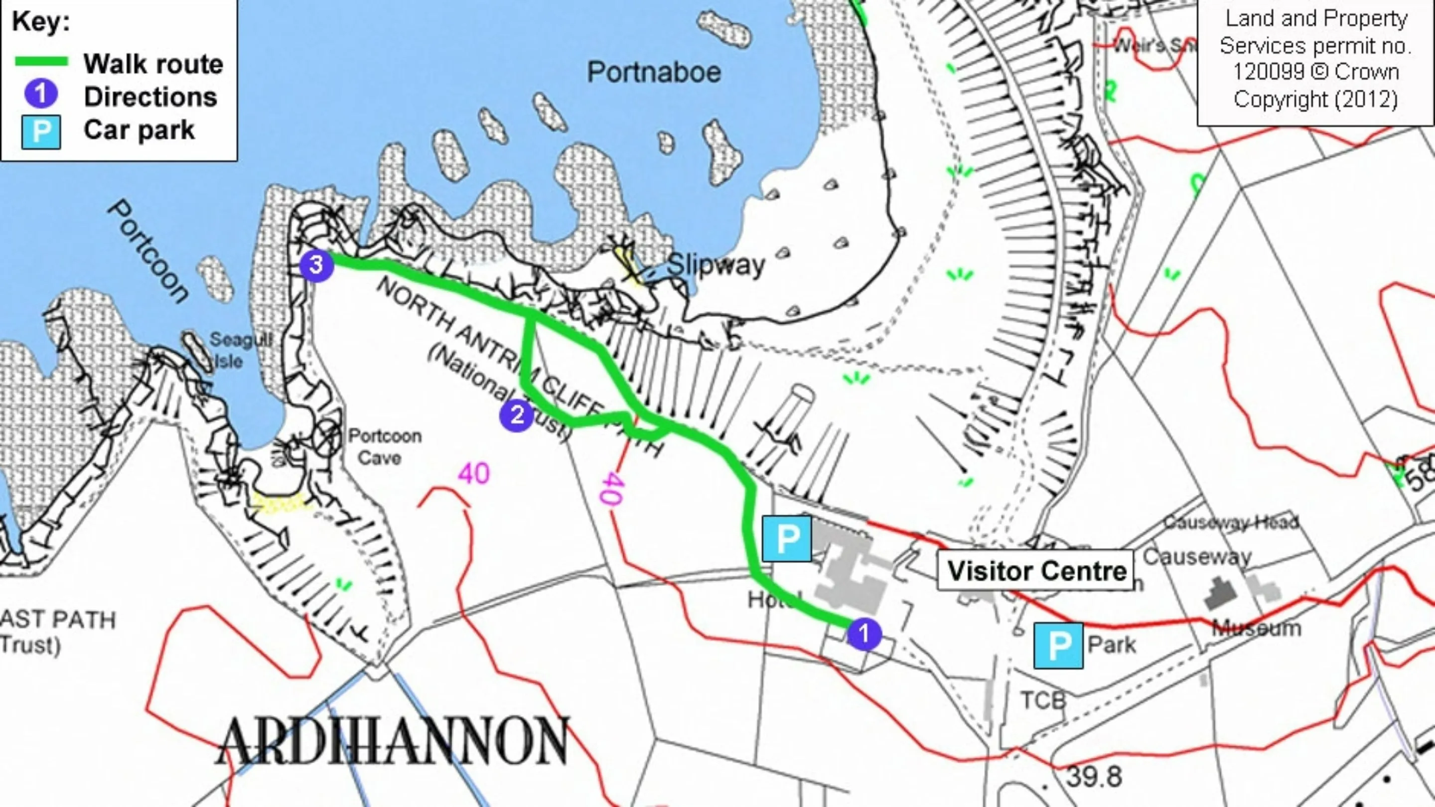 Map of Giant's Causeway and surrounding walking routes