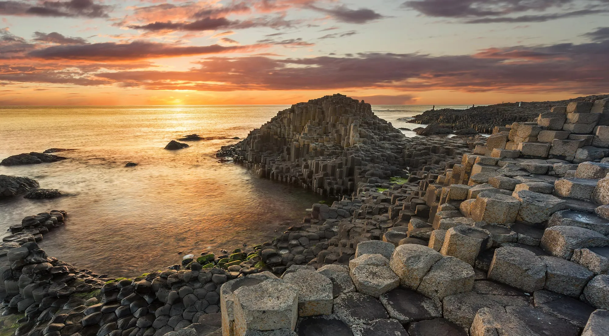 Sunset colors above Giant's Causeway