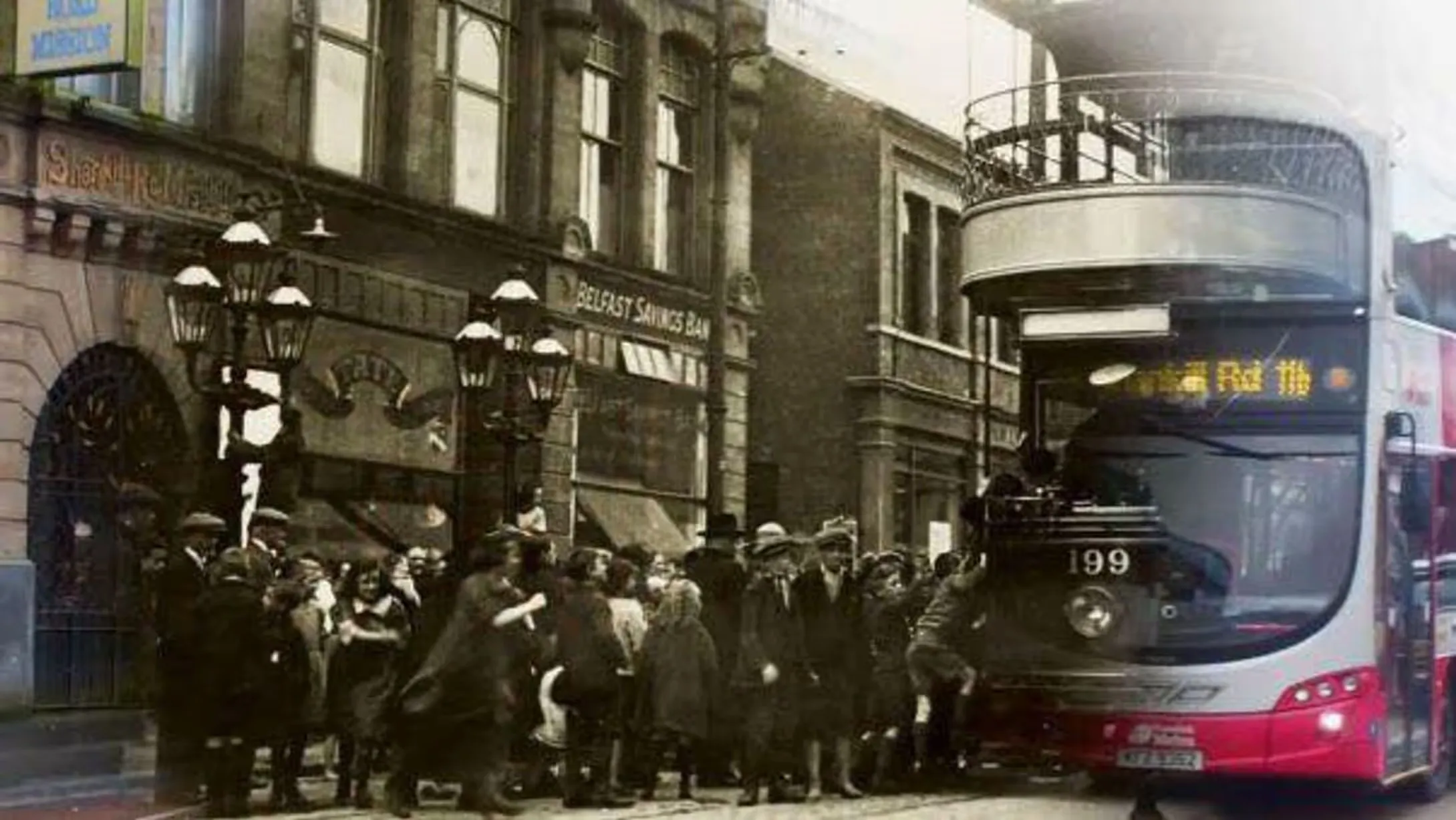 People Boarding Bus Shankill Road 1950