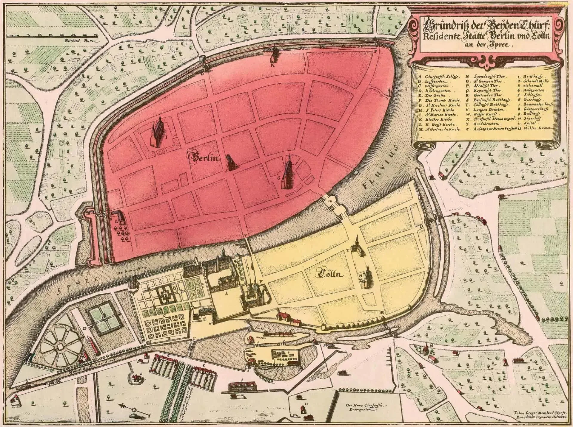 Historic map of Berlin around 1800