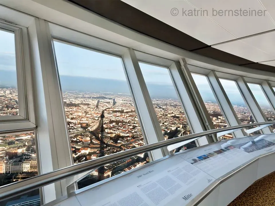 Visitors at the Berlin TV Tower observation deck