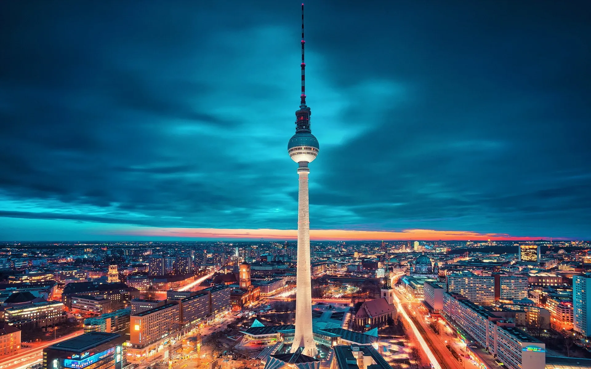 Berlin TV Tower at dusk