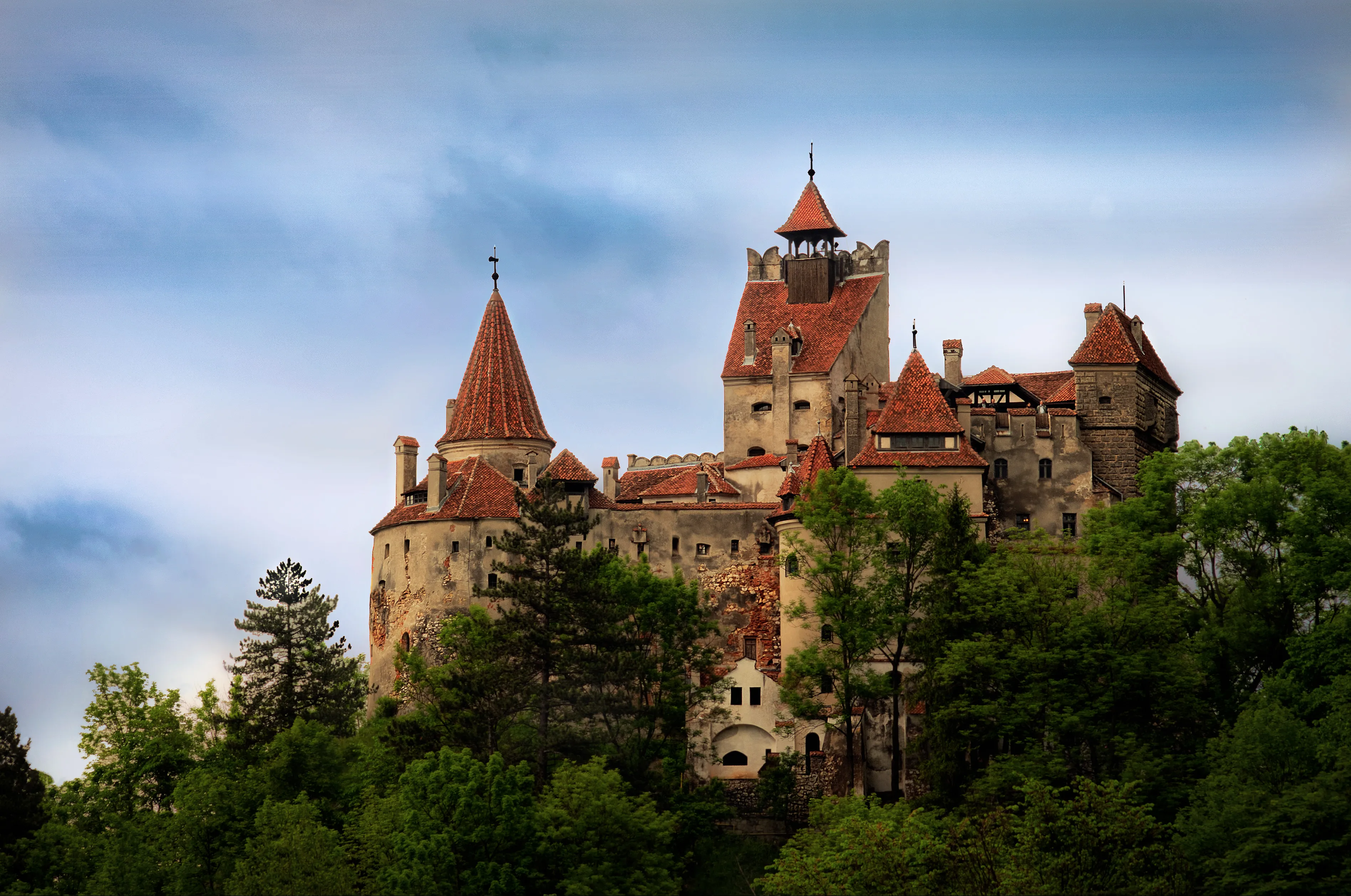 Bran Castle exterior on a clear day