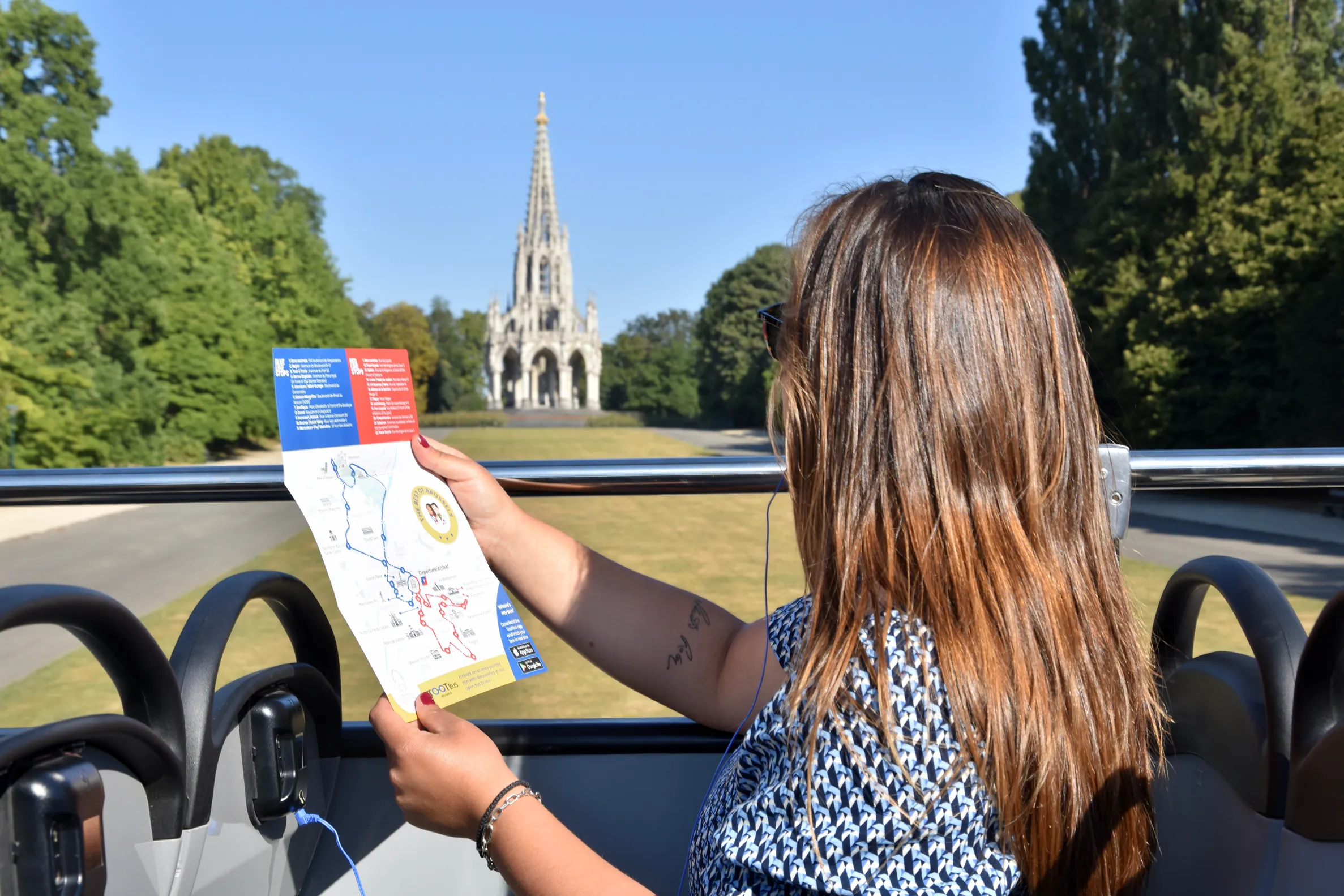 City view from bus roof