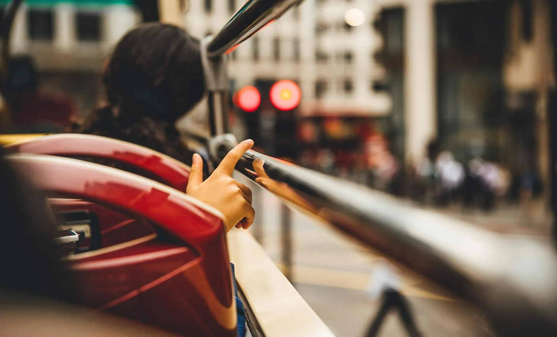 View from the bus rooftop over Brussels streets