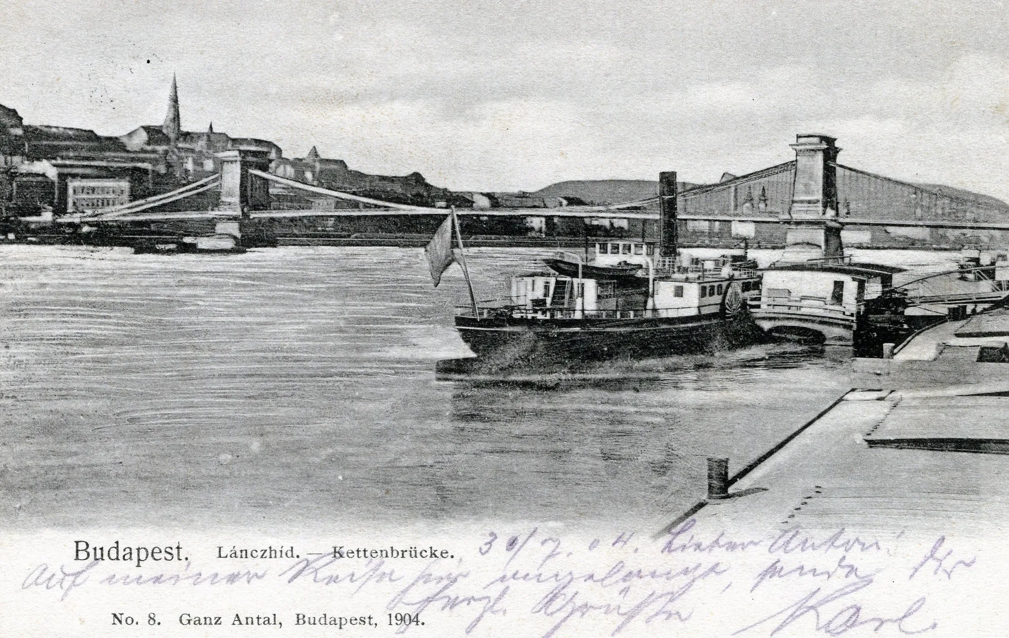 Postcard of a Danube steamboat from 1904