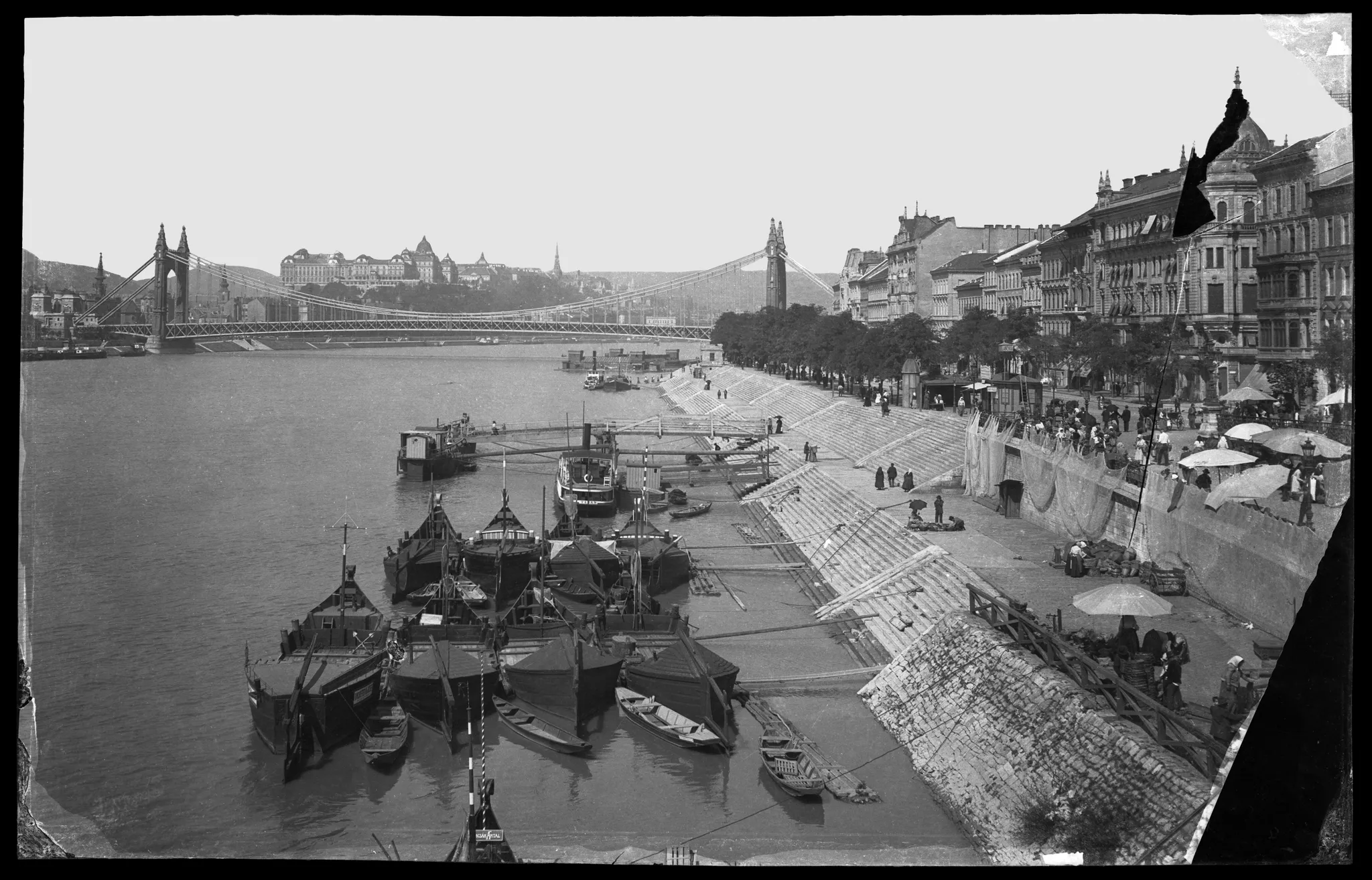 Docked boats on the Danube in 1890