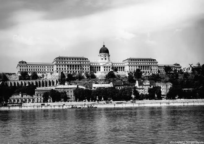 Budapest Castle area in historical photo