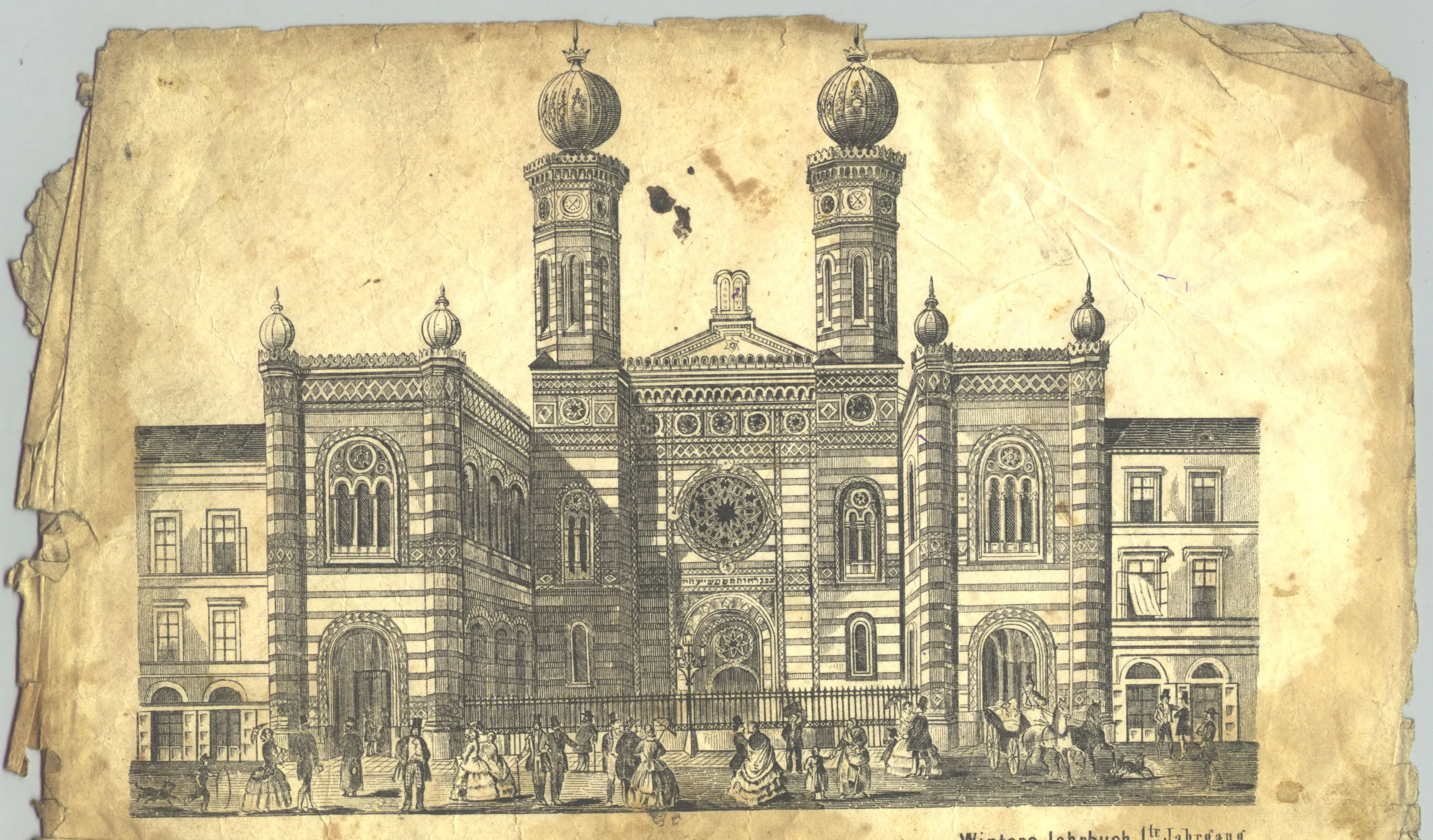 Historic 1800s drawing related to Budapest Jewish heritage