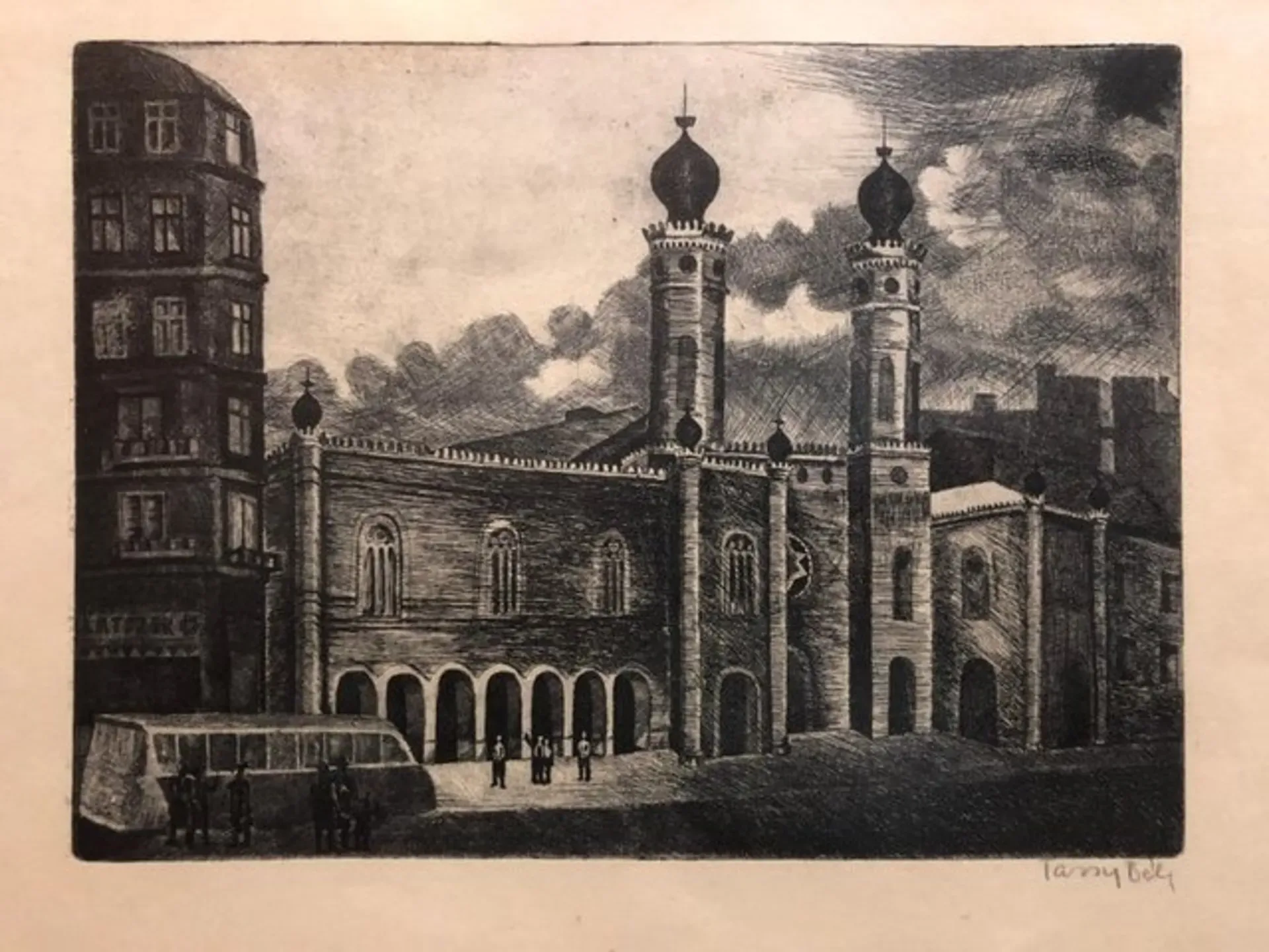 1910-era architectural drawing of Budapest Synagogue area