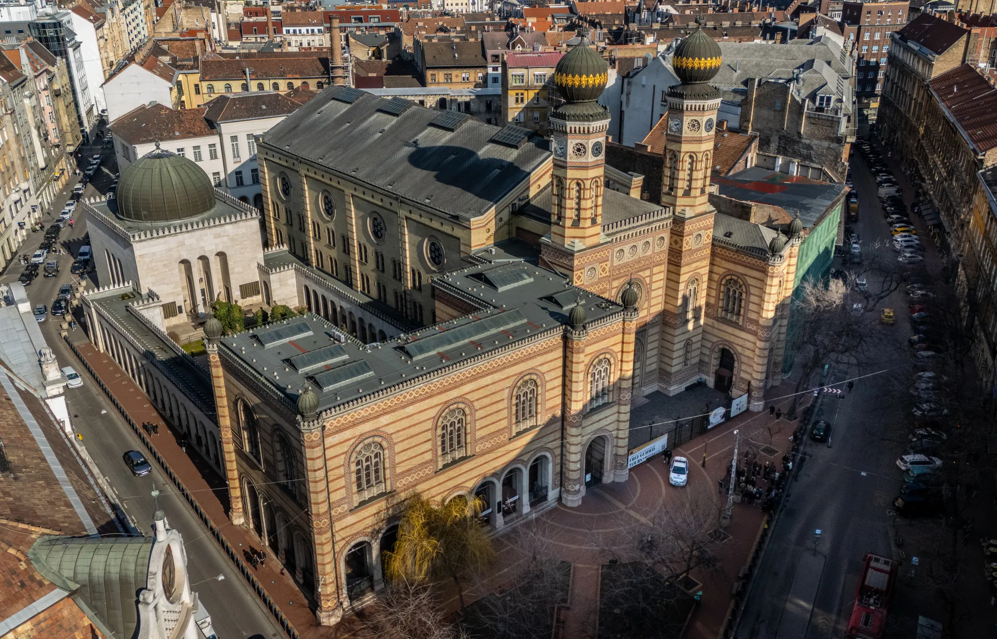 Aerial view of the Budapest Synagogue district