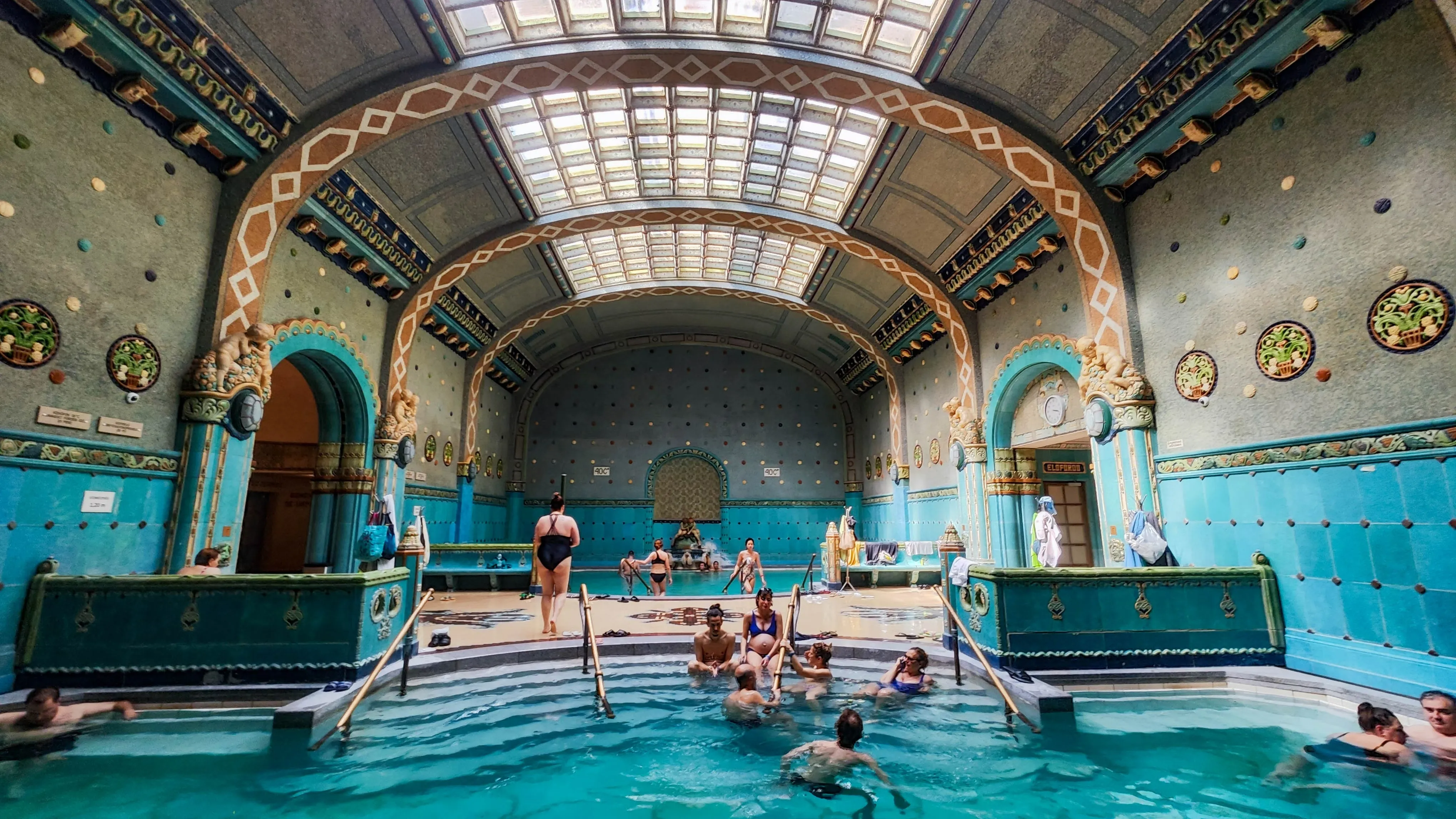 Indoor pool area at Széchenyi Baths in Budapest