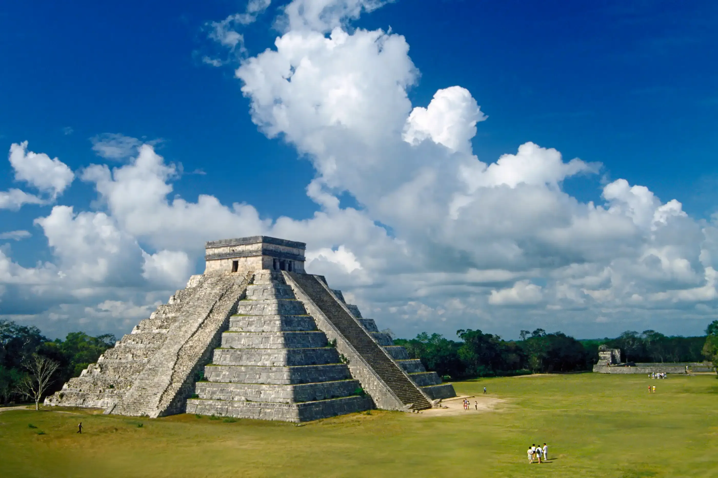Kukulcan Pyramid under a clear blue sky
