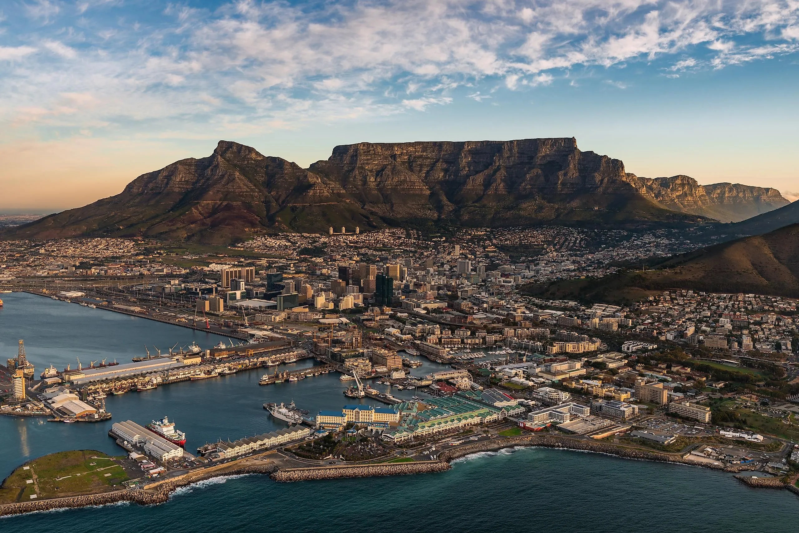 Table Mountain seen across Table Bay on the way to Robben Island