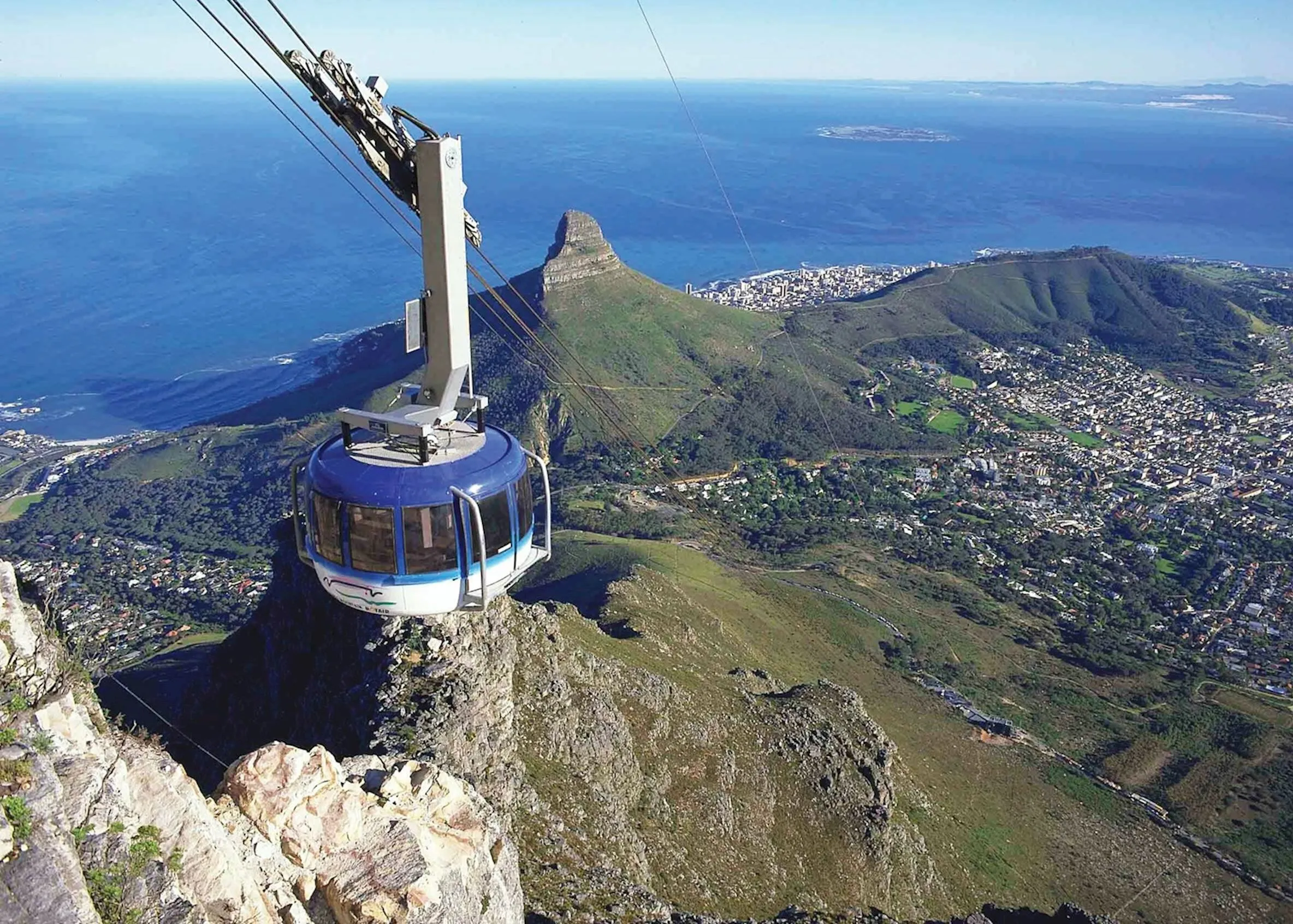 Table Mountain cable car climbing toward the summit