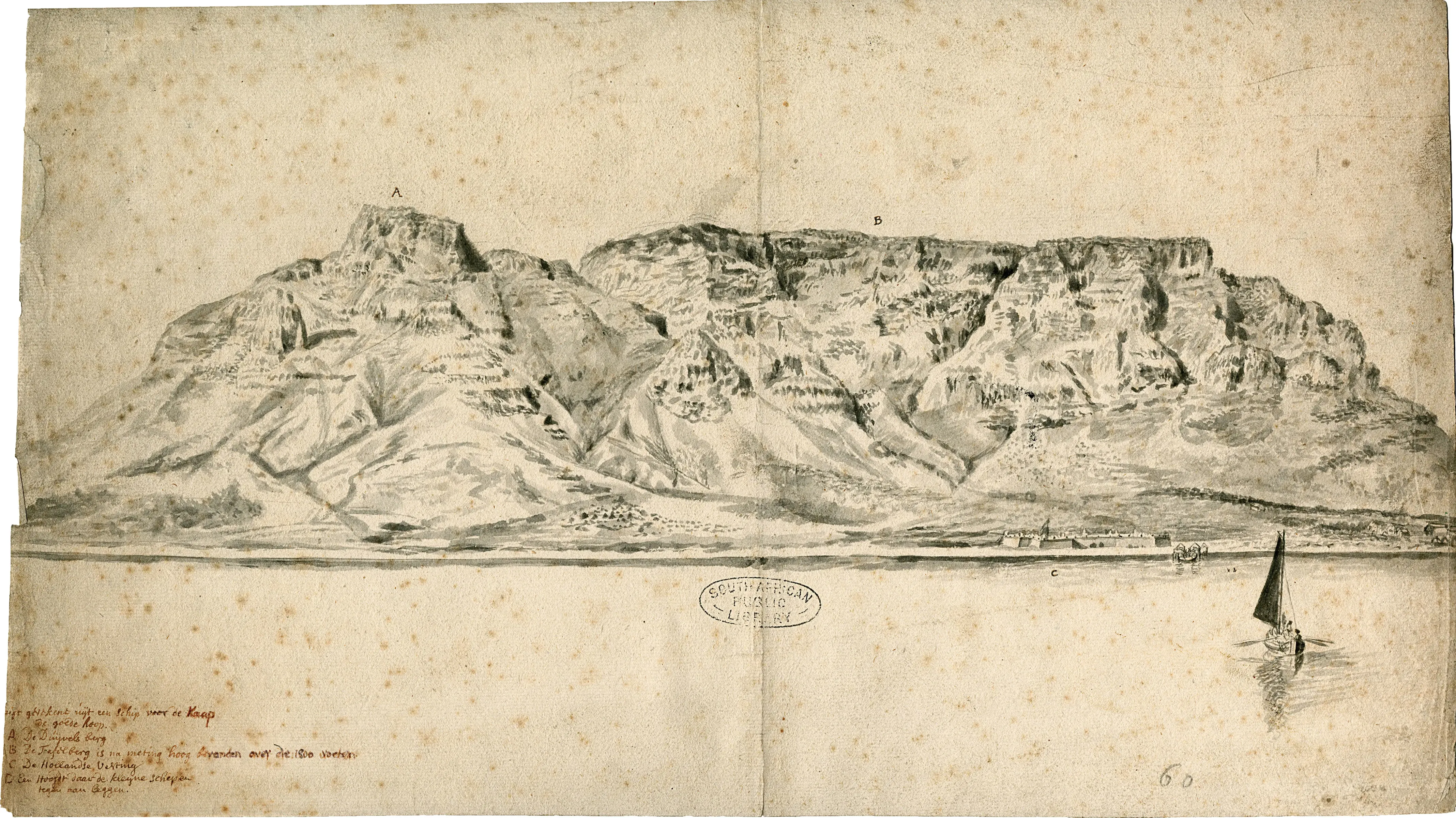 Historic drawing of Table Mountain