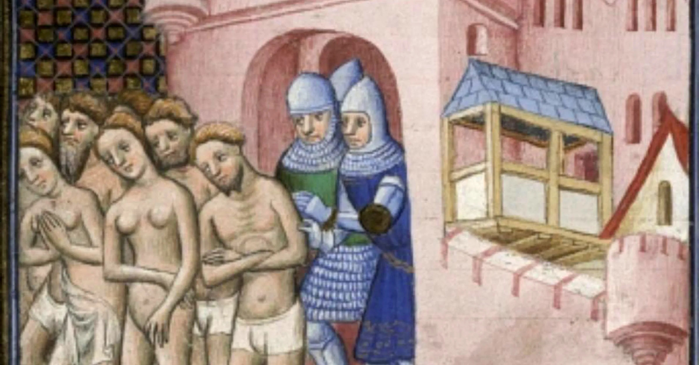 Cathars expelled from Carcassonne wall painting