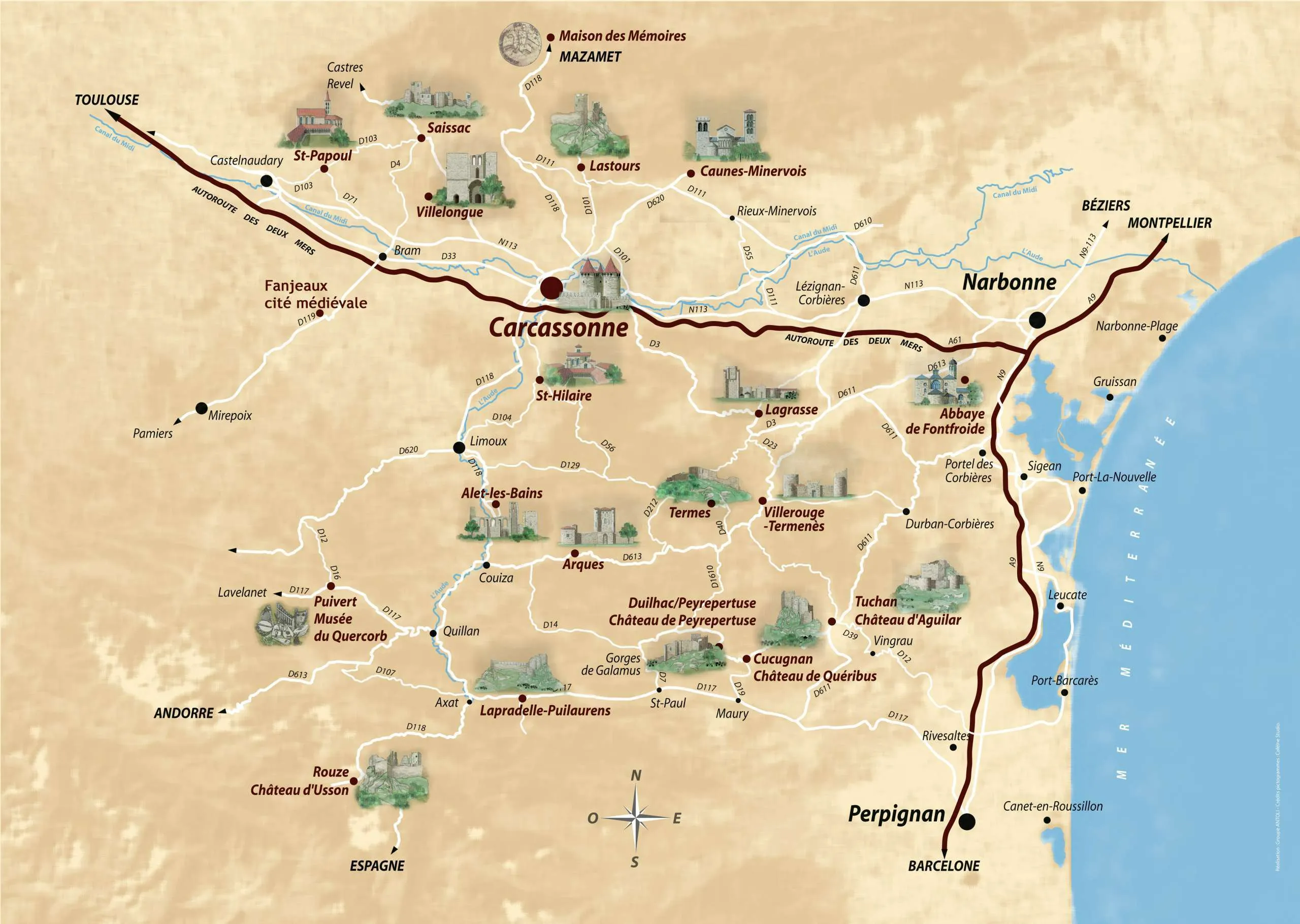 Occitanie region map including Carcassonne