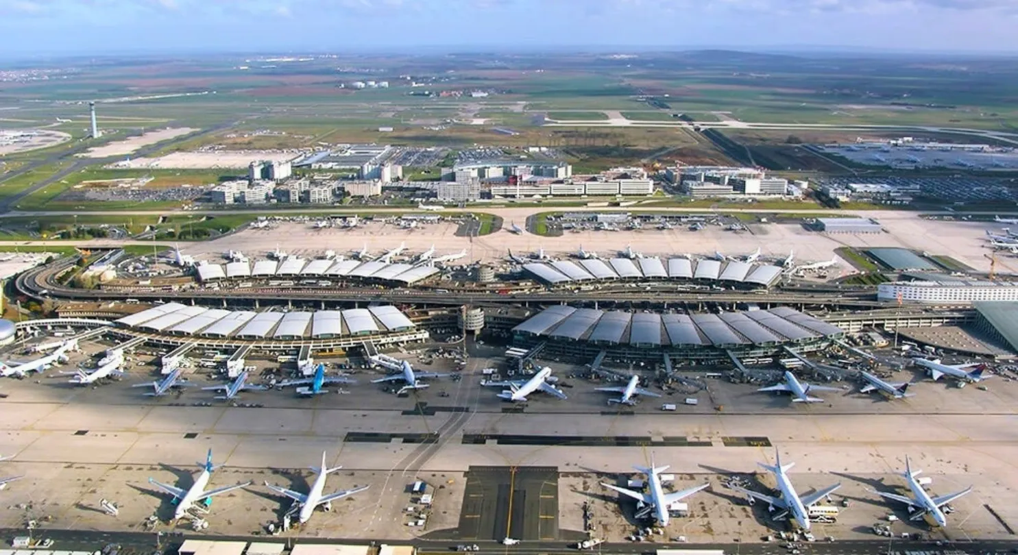 Aerial overview of airport transport routes