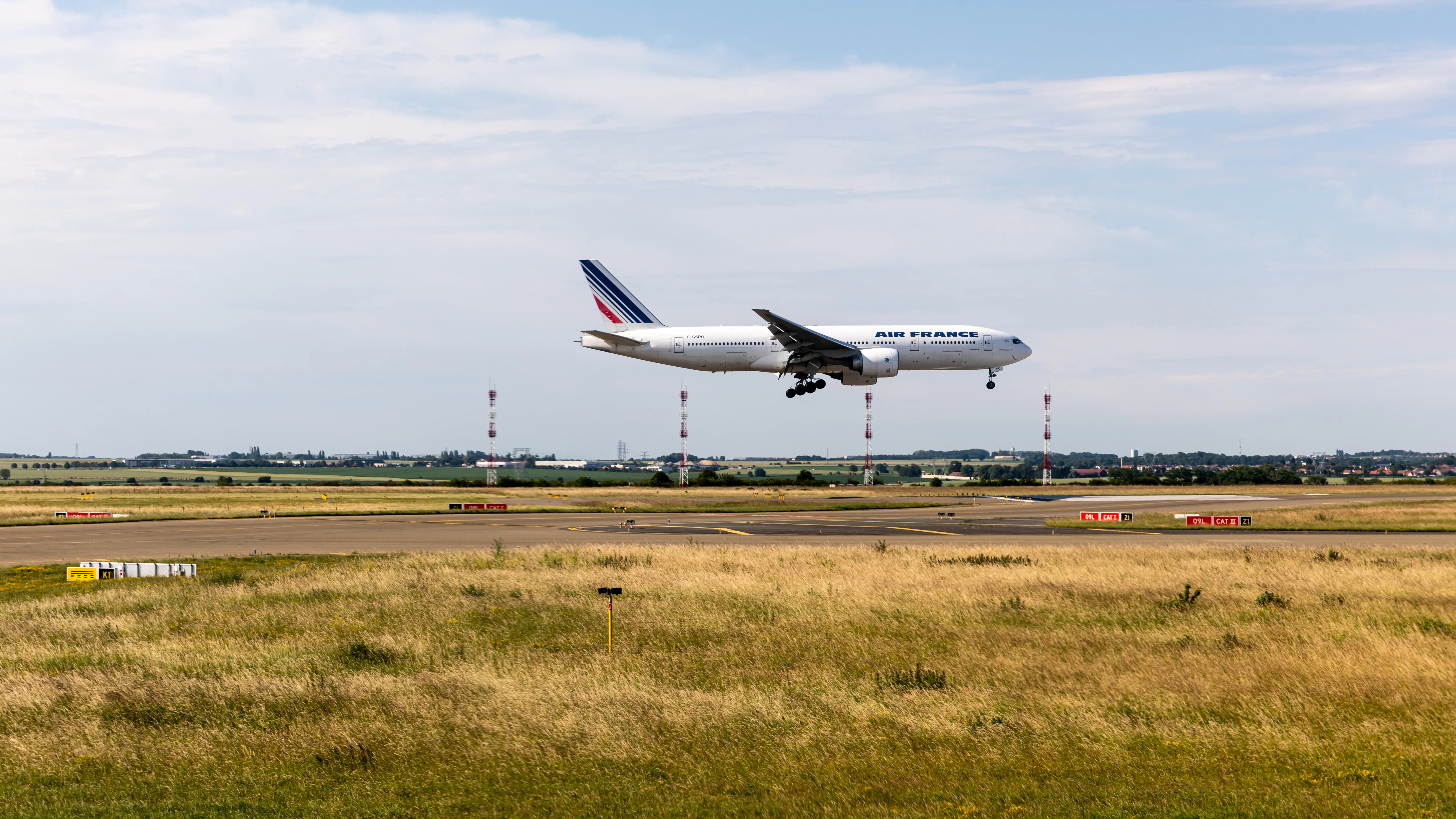Airplane taking off from Paris CDG airport