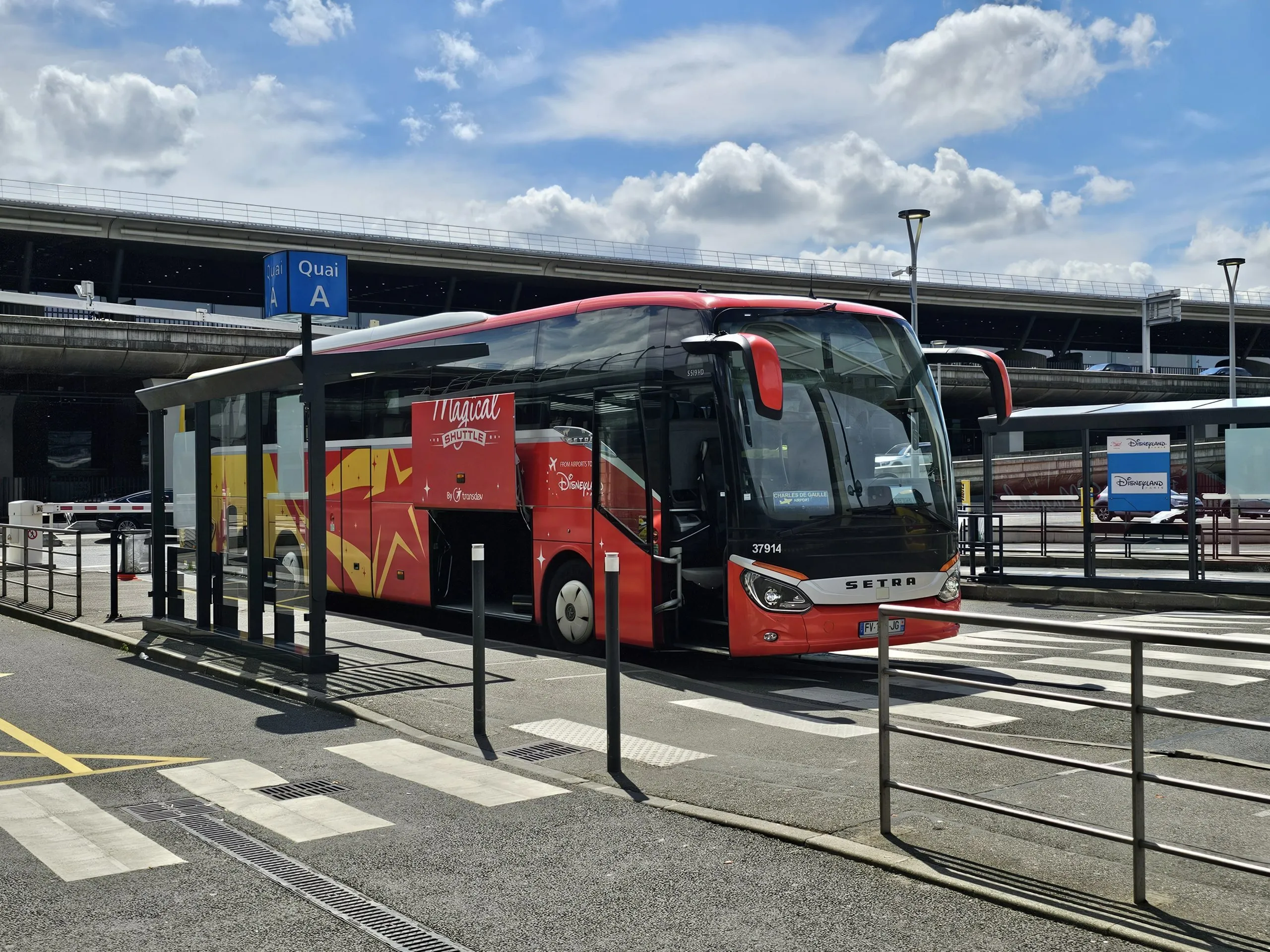 CDG airport shuttle bus at terminal