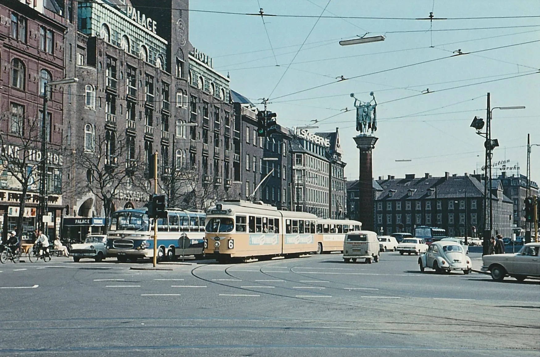 Copenhagen tram on route, 1970