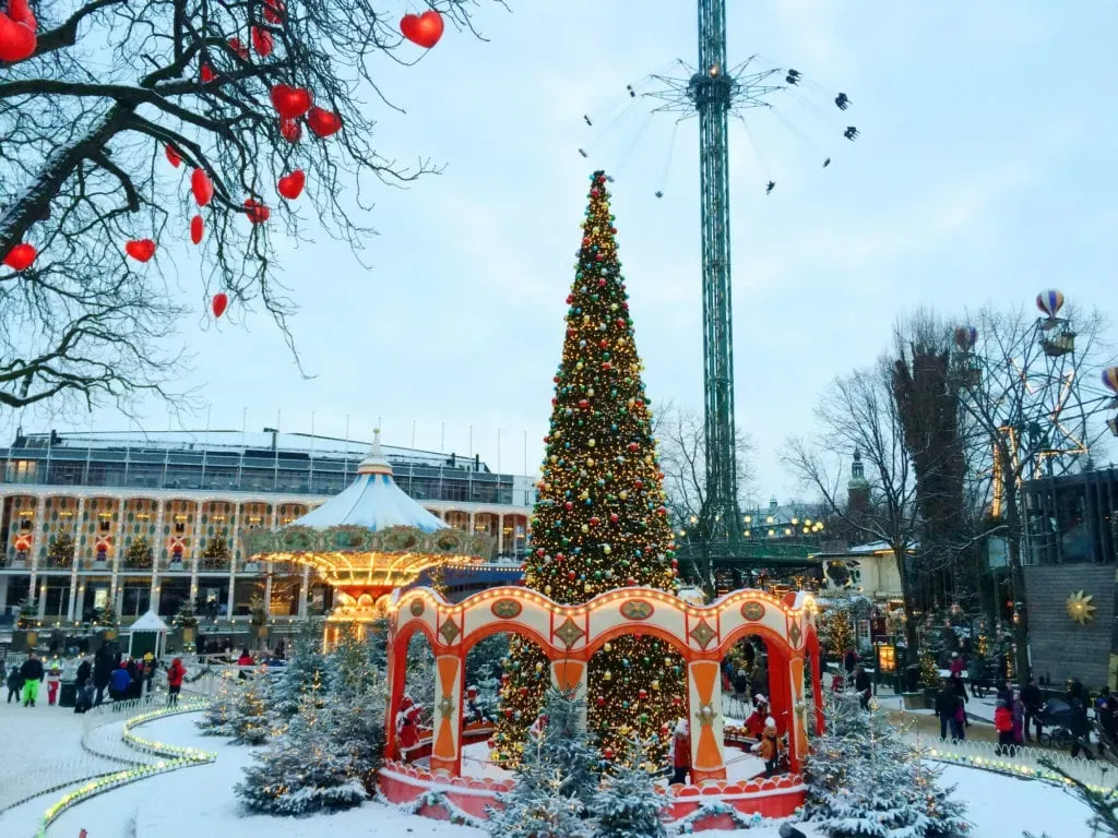 Tivoli Gardens decorated for Christmas with festive lights