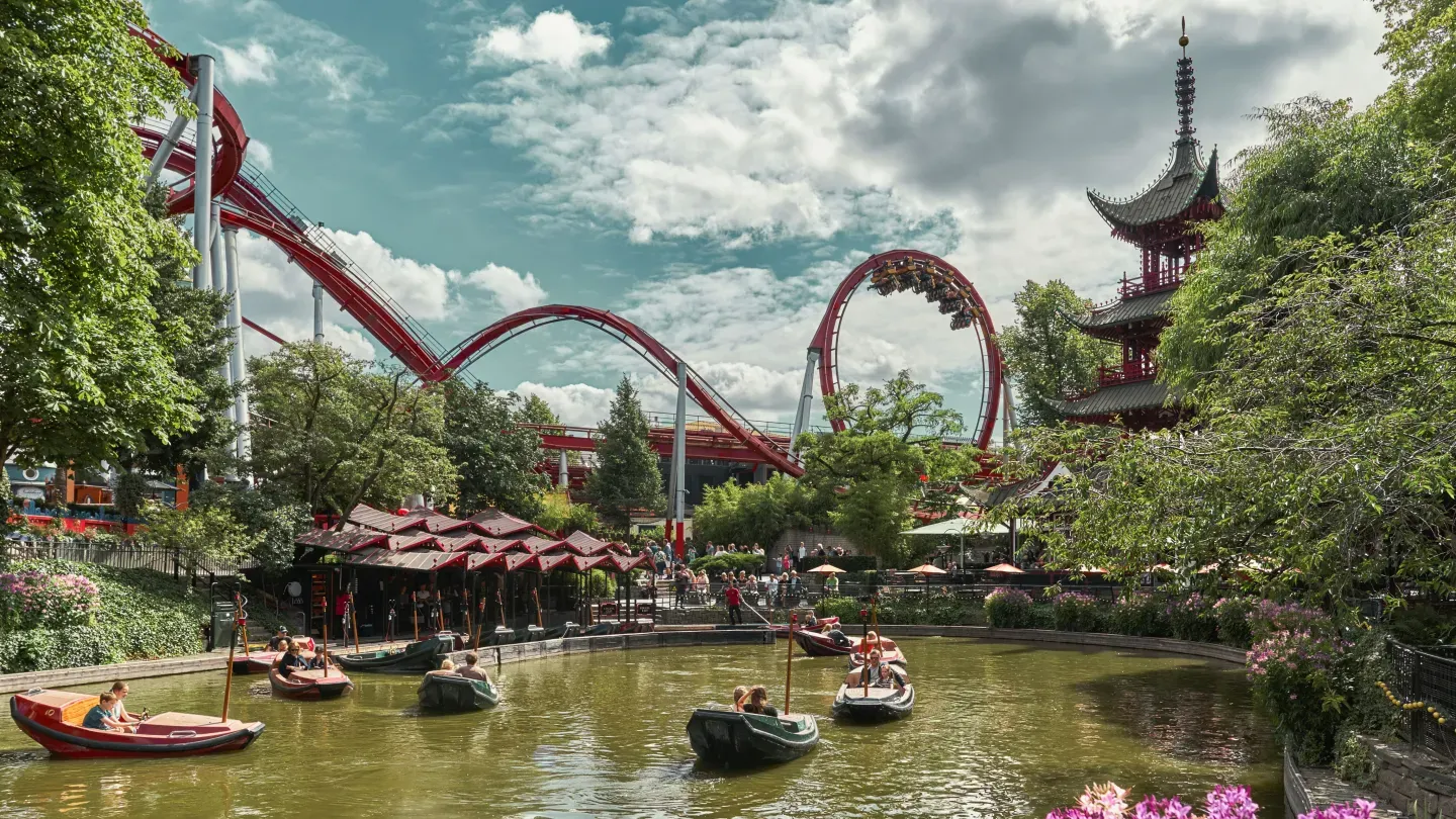 Roller coaster ride at Tivoli Gardens, Copenhagen