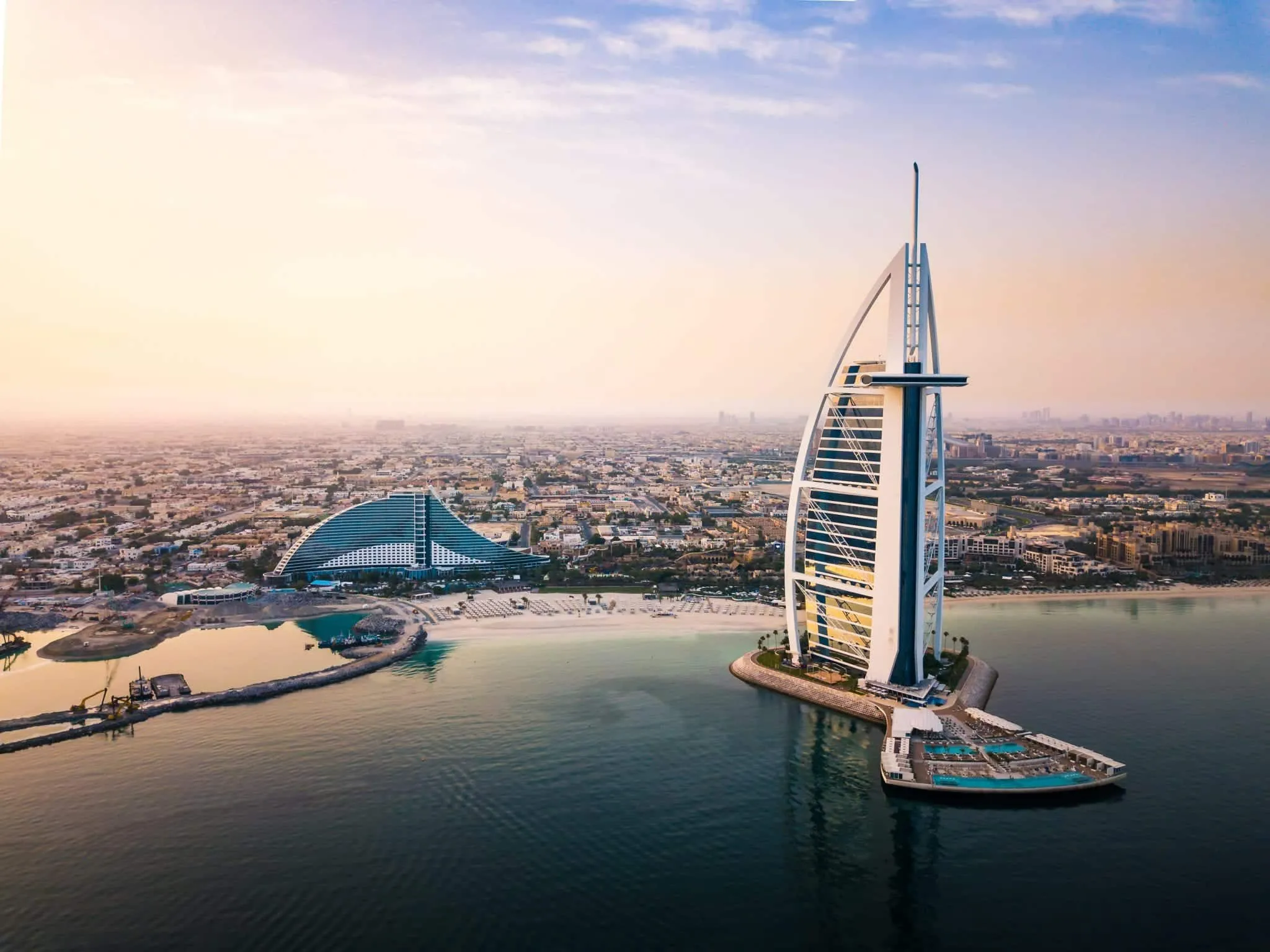 Dusk sea view of Burj Al Arab