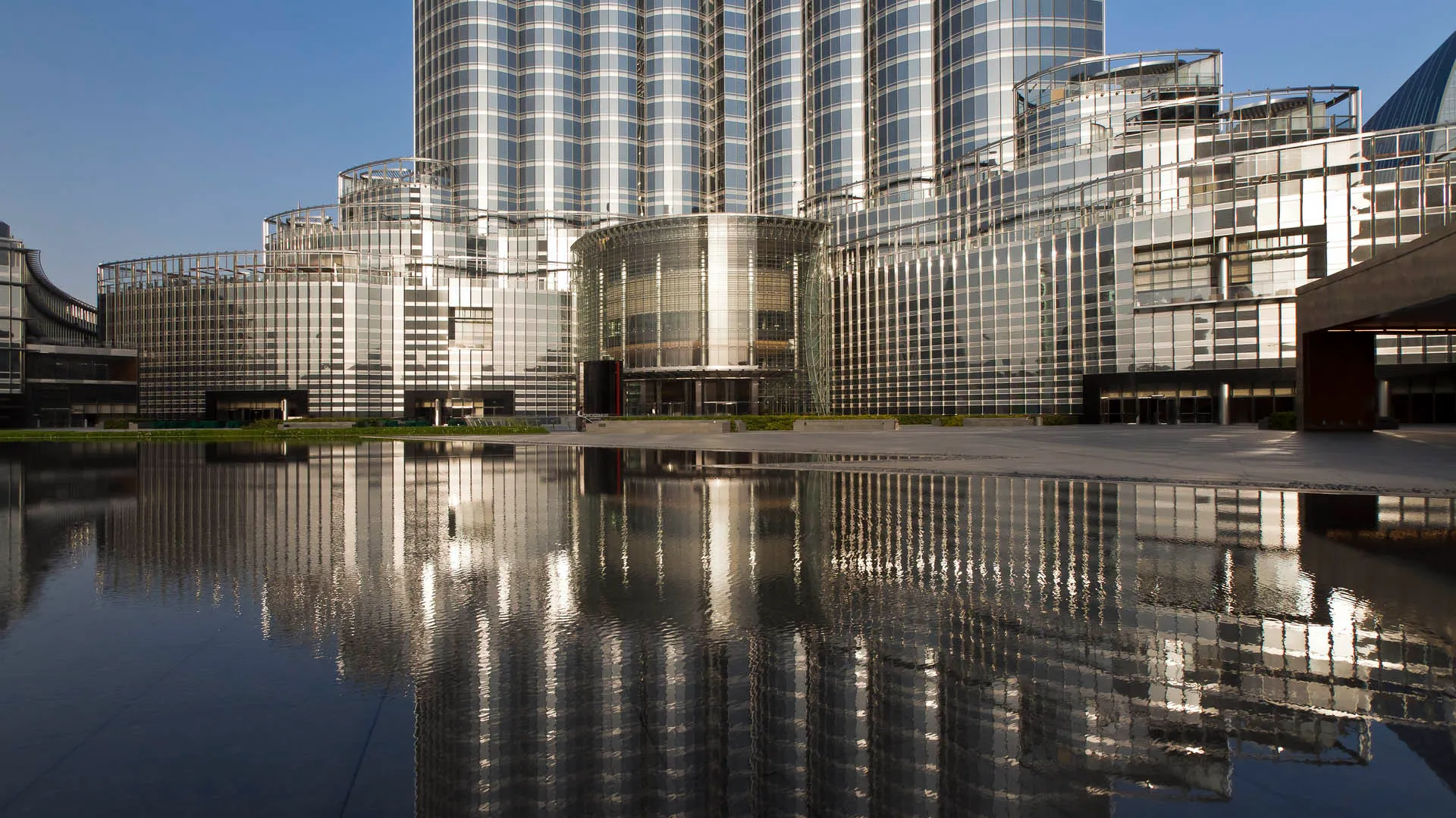 Burj Khalifa base pools and landscaping