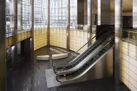 Escalators inside Dubai Mall leading toward Burj Khalifa access