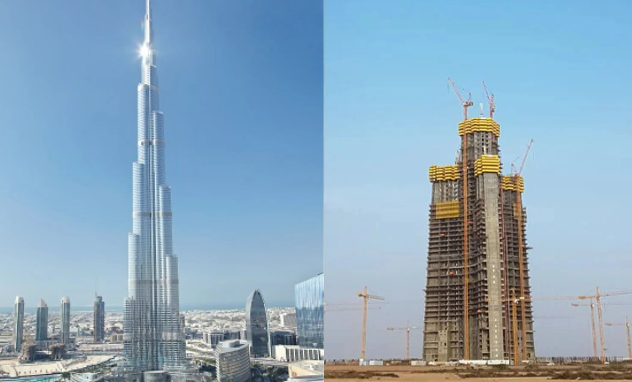 Burj Khalifa: finished vs construction comparison