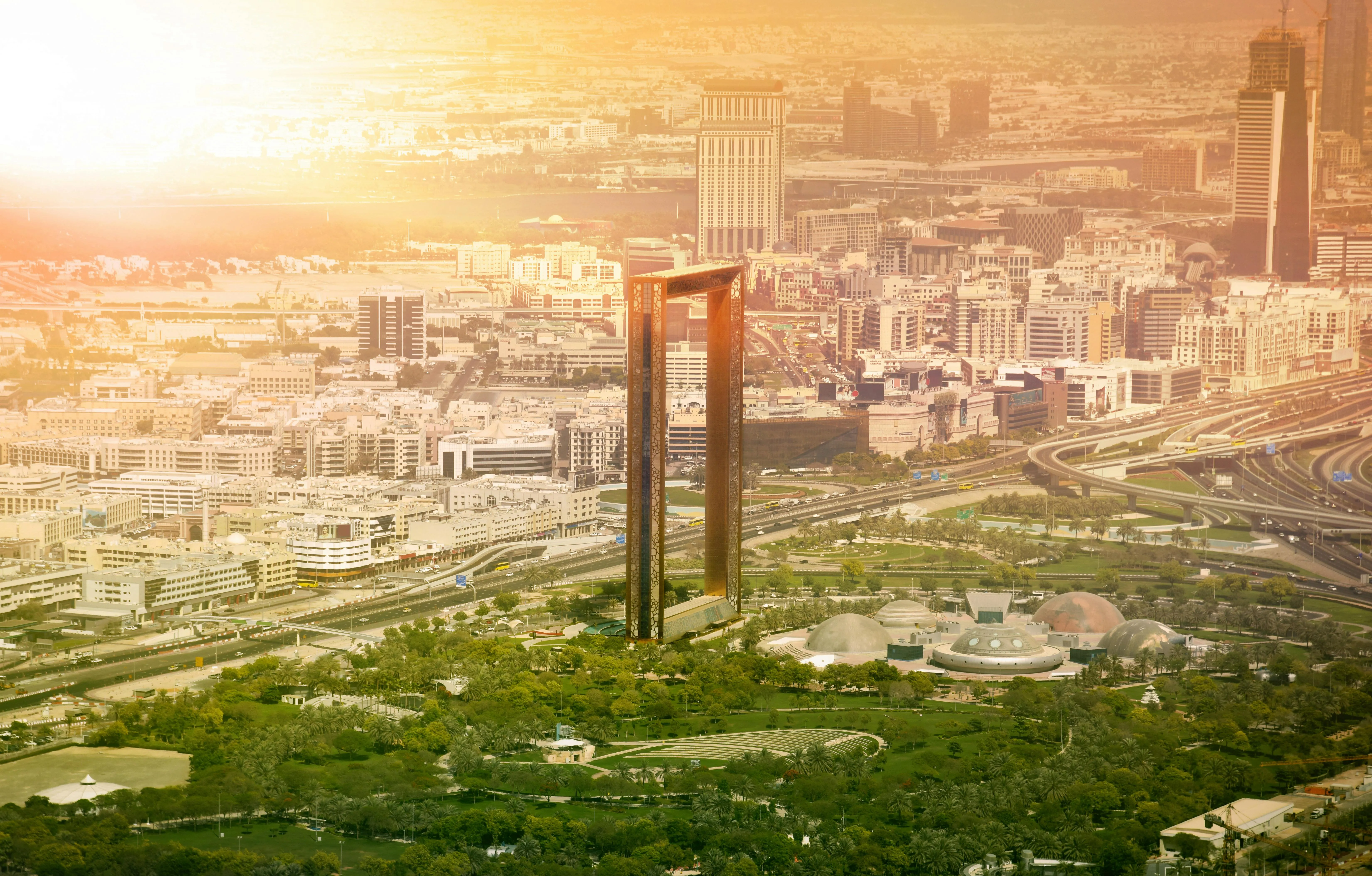 Dubai Frame aerial view