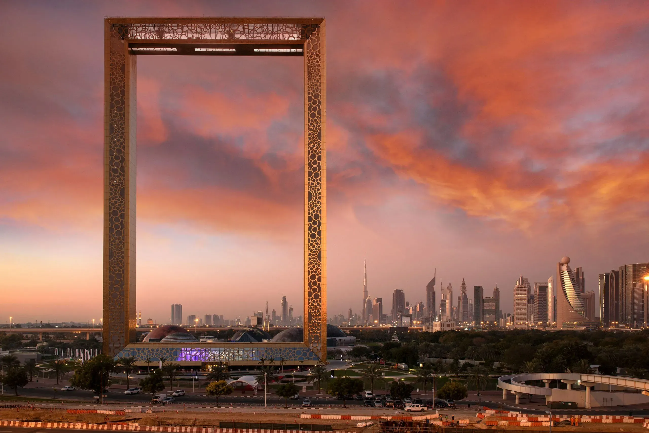 Dubai Frame at sunset